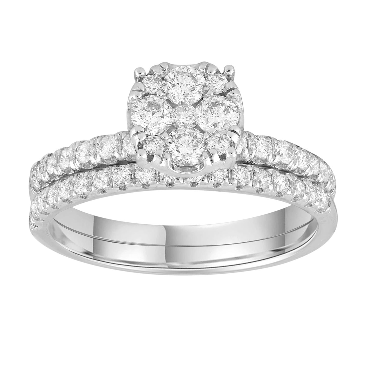 9ct White Gold Natural Diamond Bridal Set