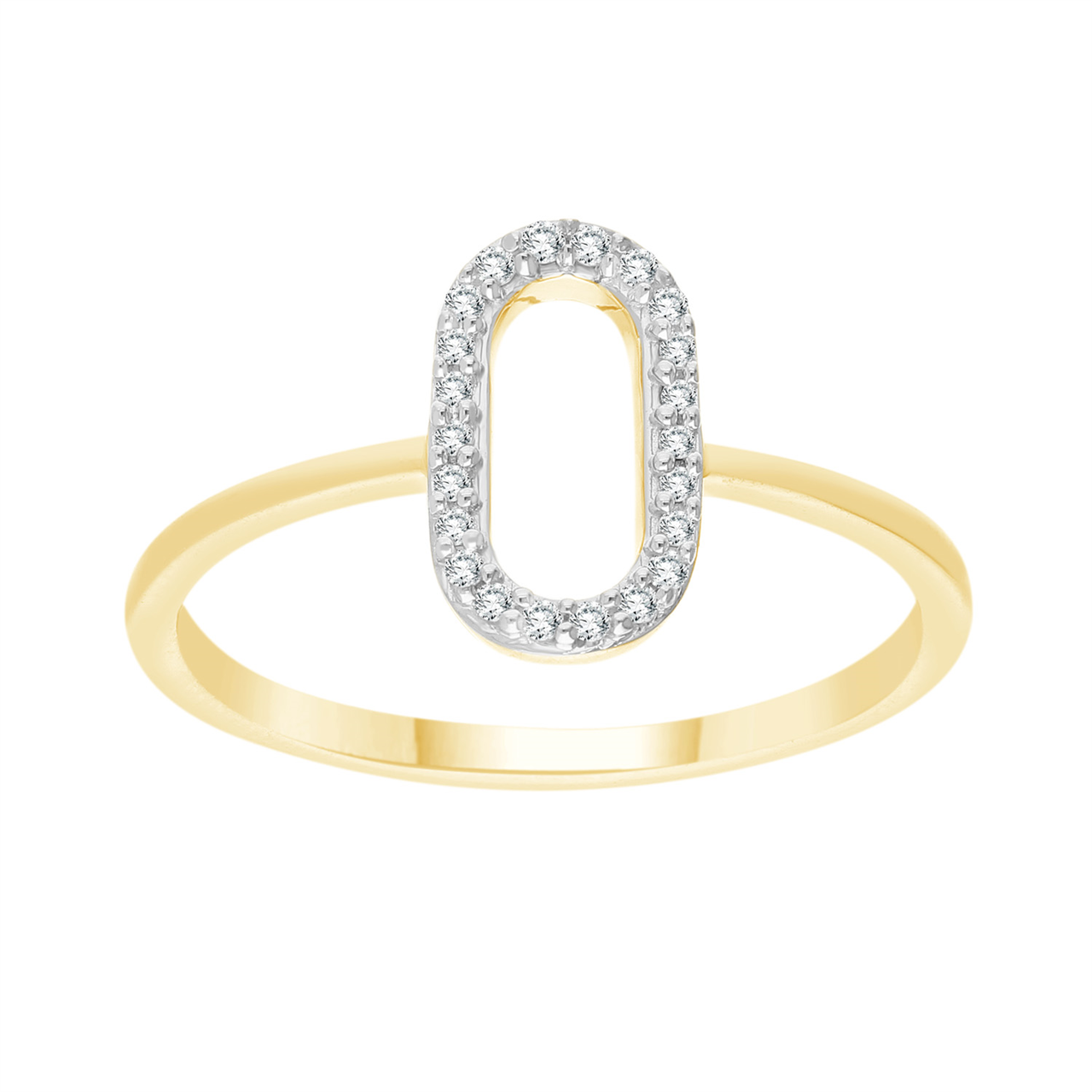 9ct Yellow Gold Natural Diamond Open Oval Ring