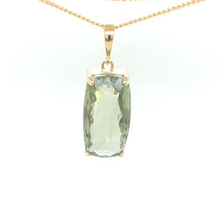 Yellow Gold Green Amethyst Pendant