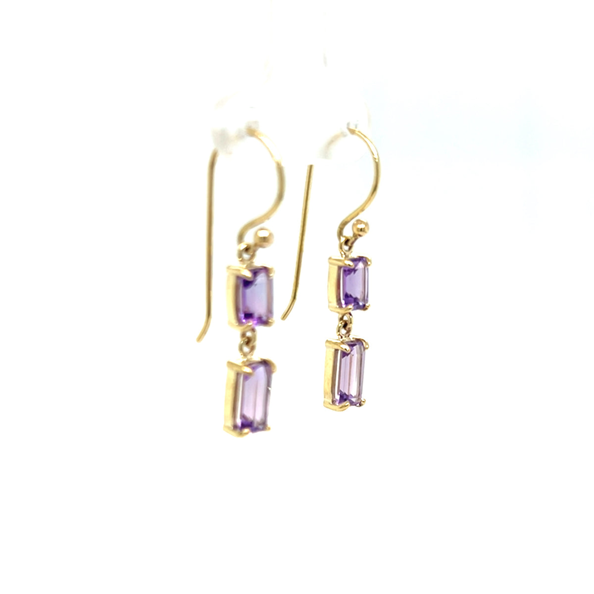 Yellow Gold Amethyst Earrings
