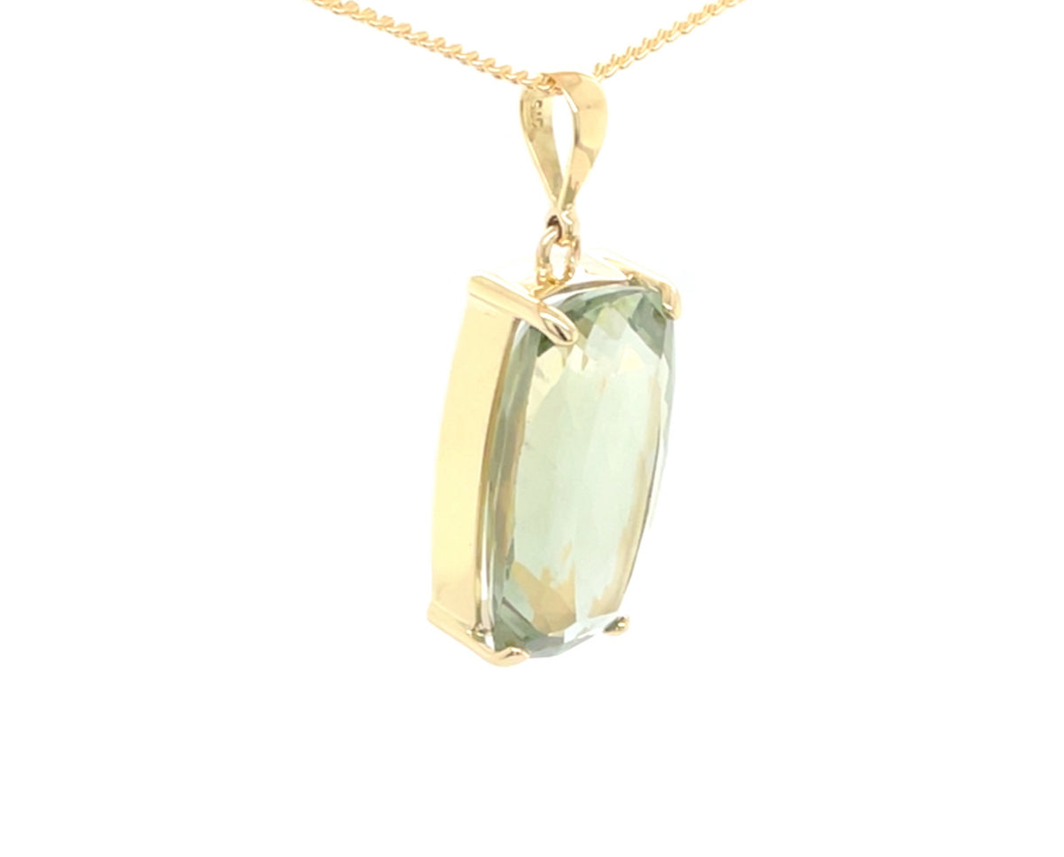 Yellow Gold Green Amethyst Pendant