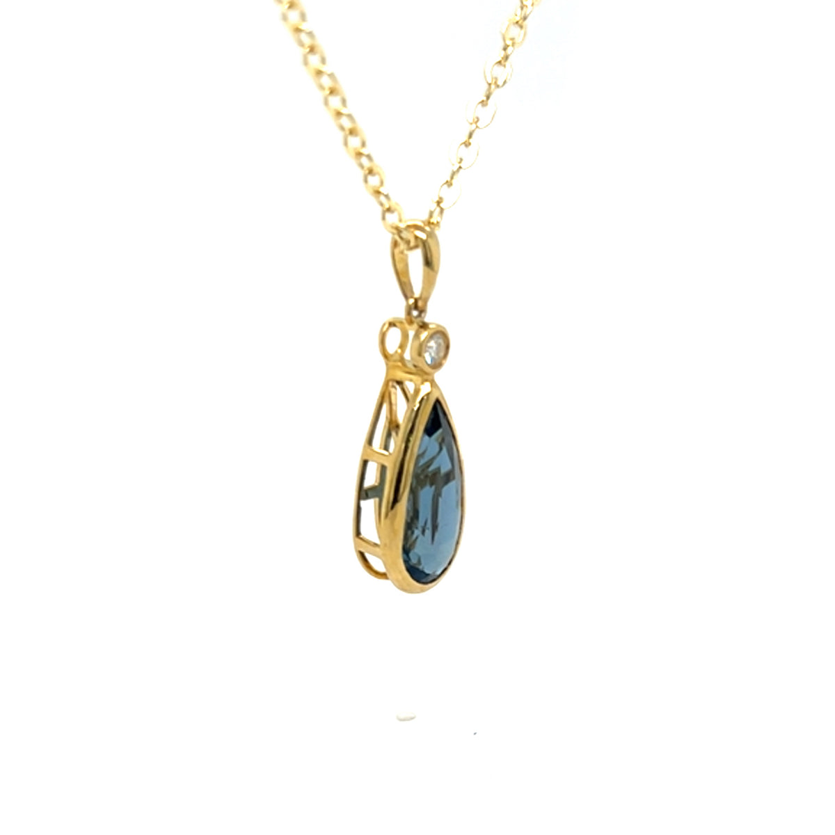 Yellow Gold Topaz and Diamond Pendant