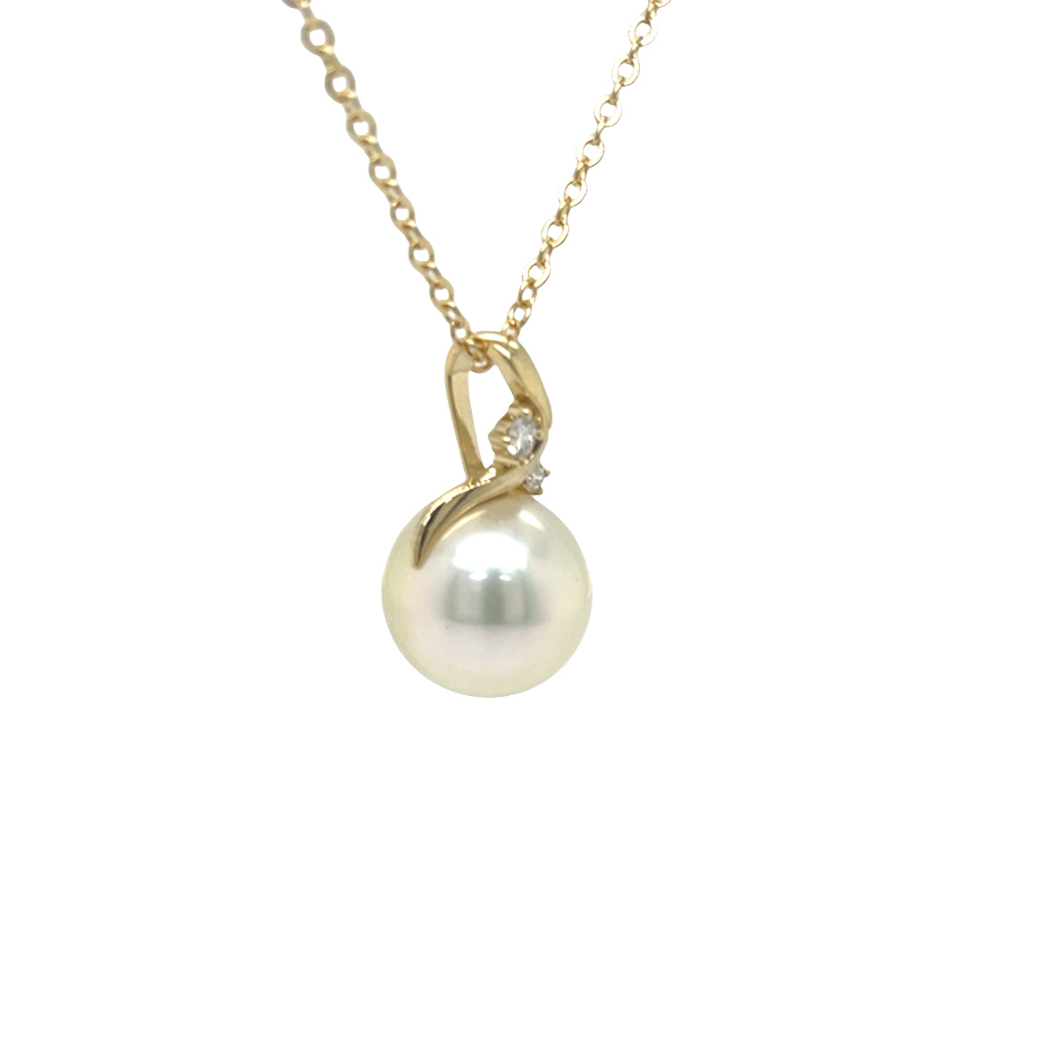 Yellow Gold Pearl and Diamond Pendant