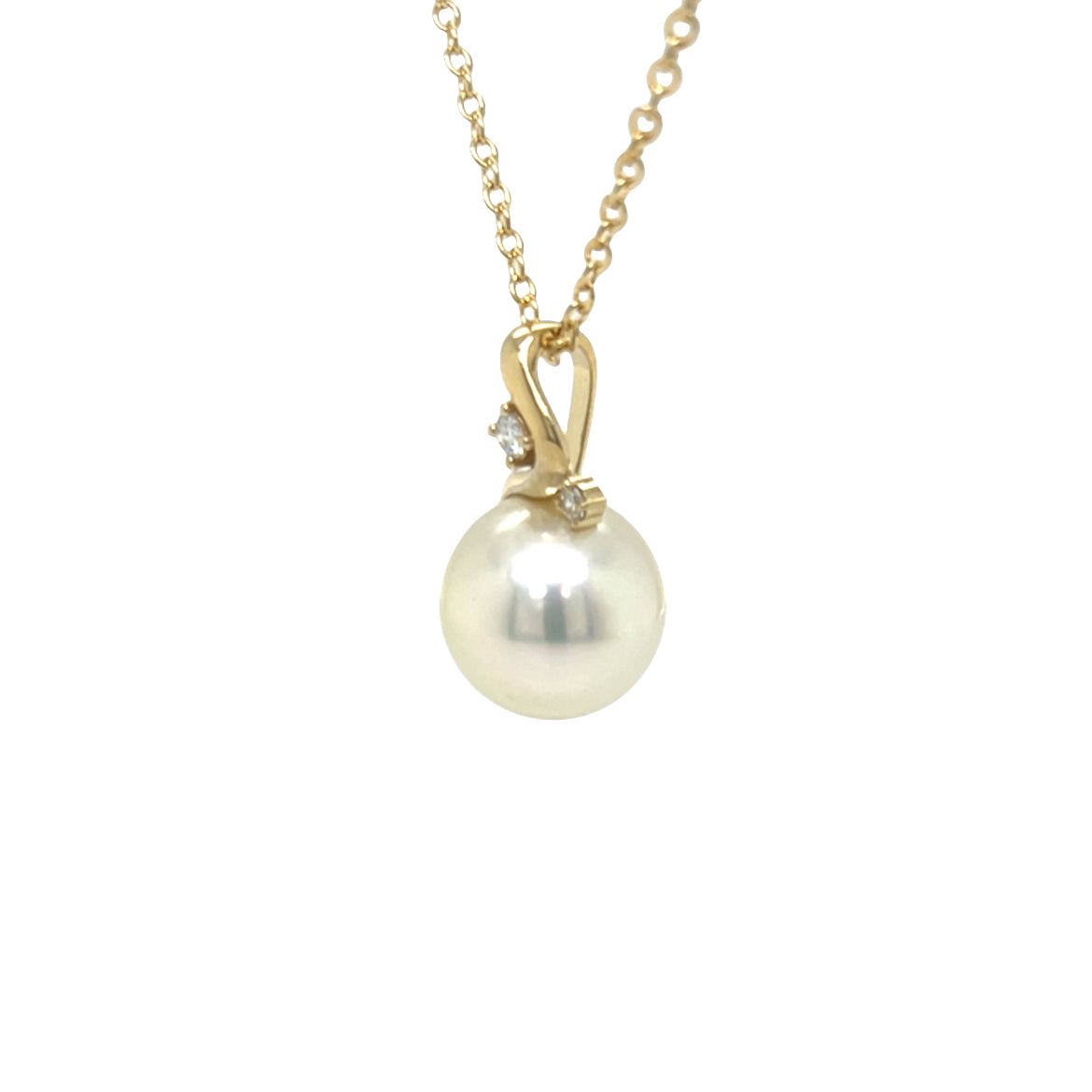 Yellow Gold Pearl and Diamond Pendant