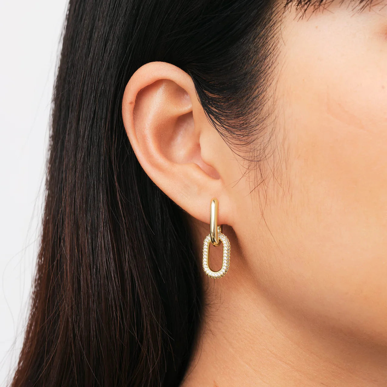 Daniel Wellington Crystal Link Gold Earrings