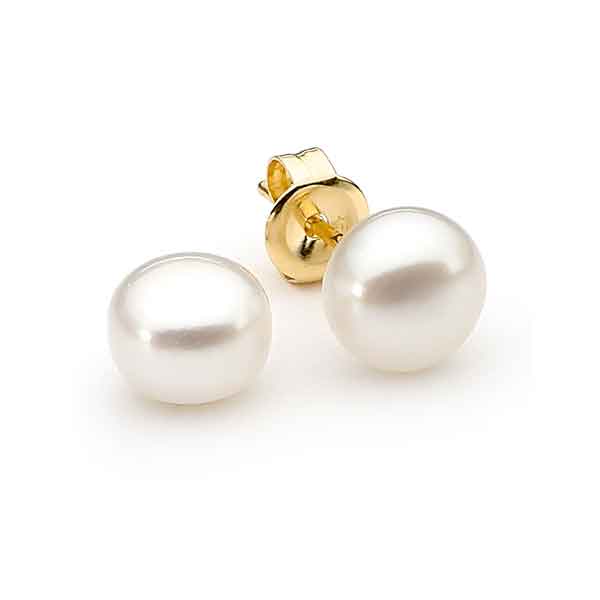 9mm Freshwater Pearl Stud Earrings 9ct Yellow Gold