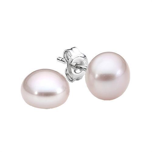 Pink Freshwater Pearl Stud Earrings Sterling Silver