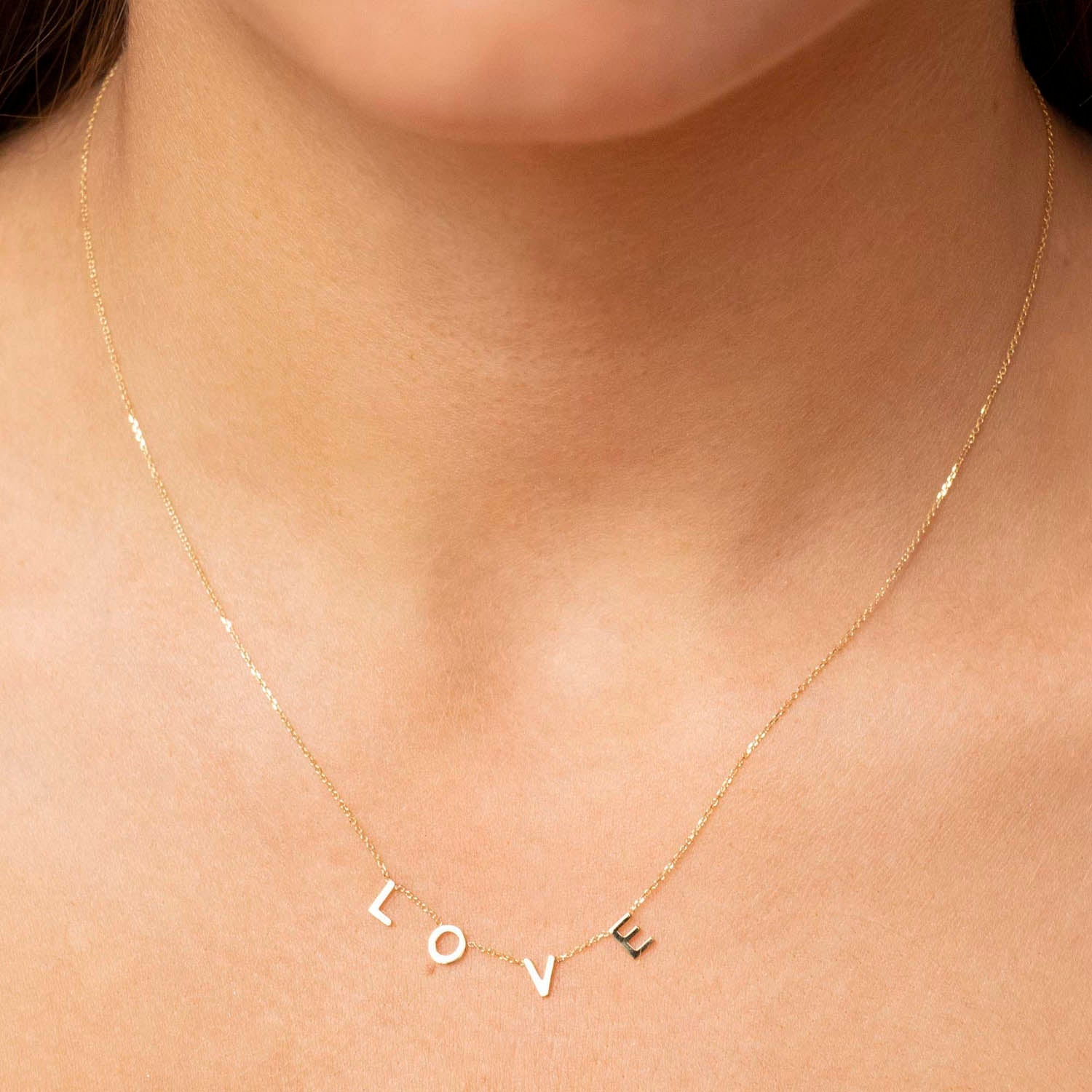 9ct Yellow Gold 5mm 'Love' Adjustable Necklace 38cm-43cm