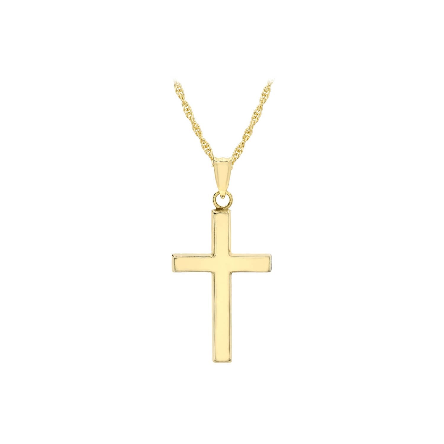 9ct Yellow Gold 15mm x 25mm Cross 14 'Prince of Wales' Chain Necklace 46cm