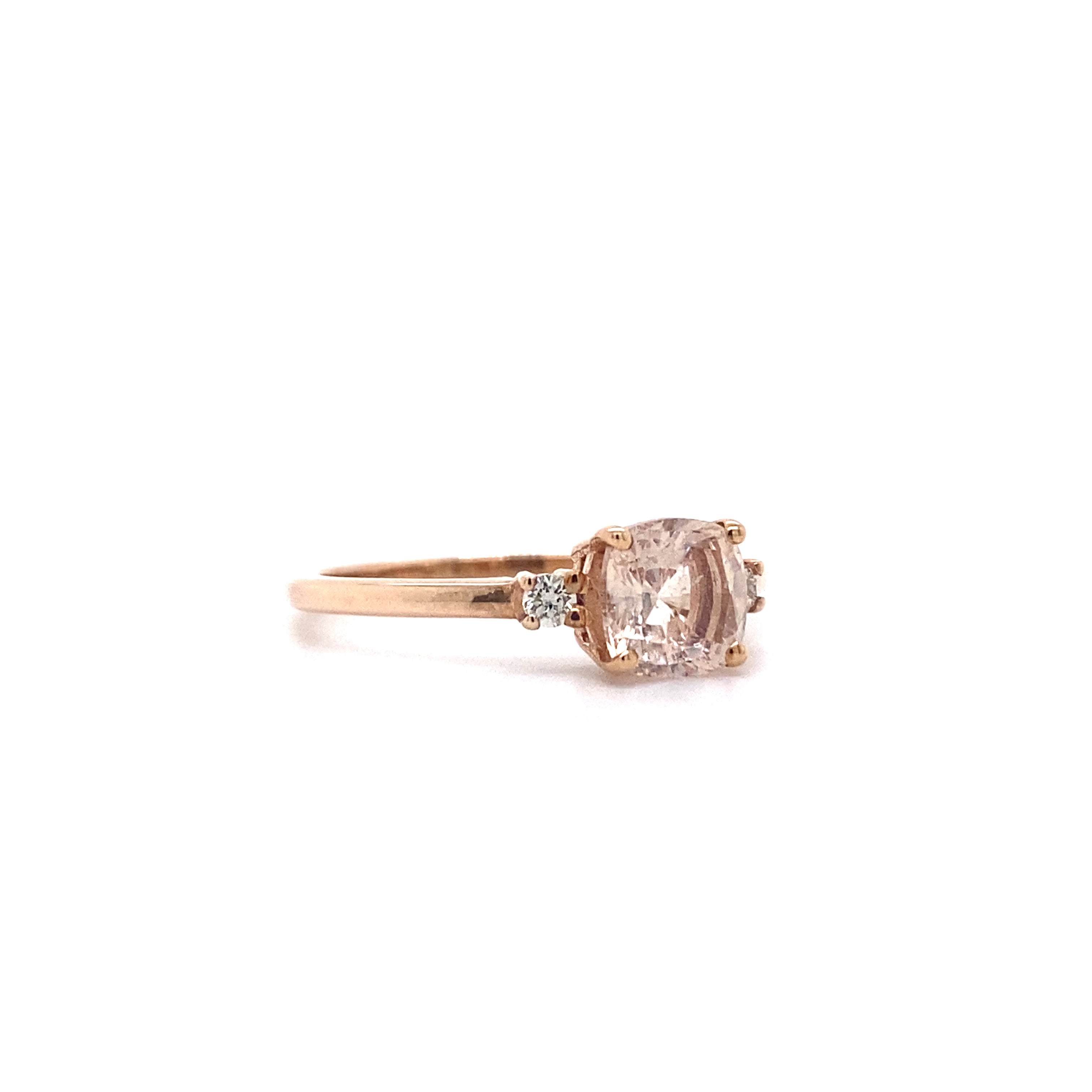 9ct rose gold morganite and diamond  ring