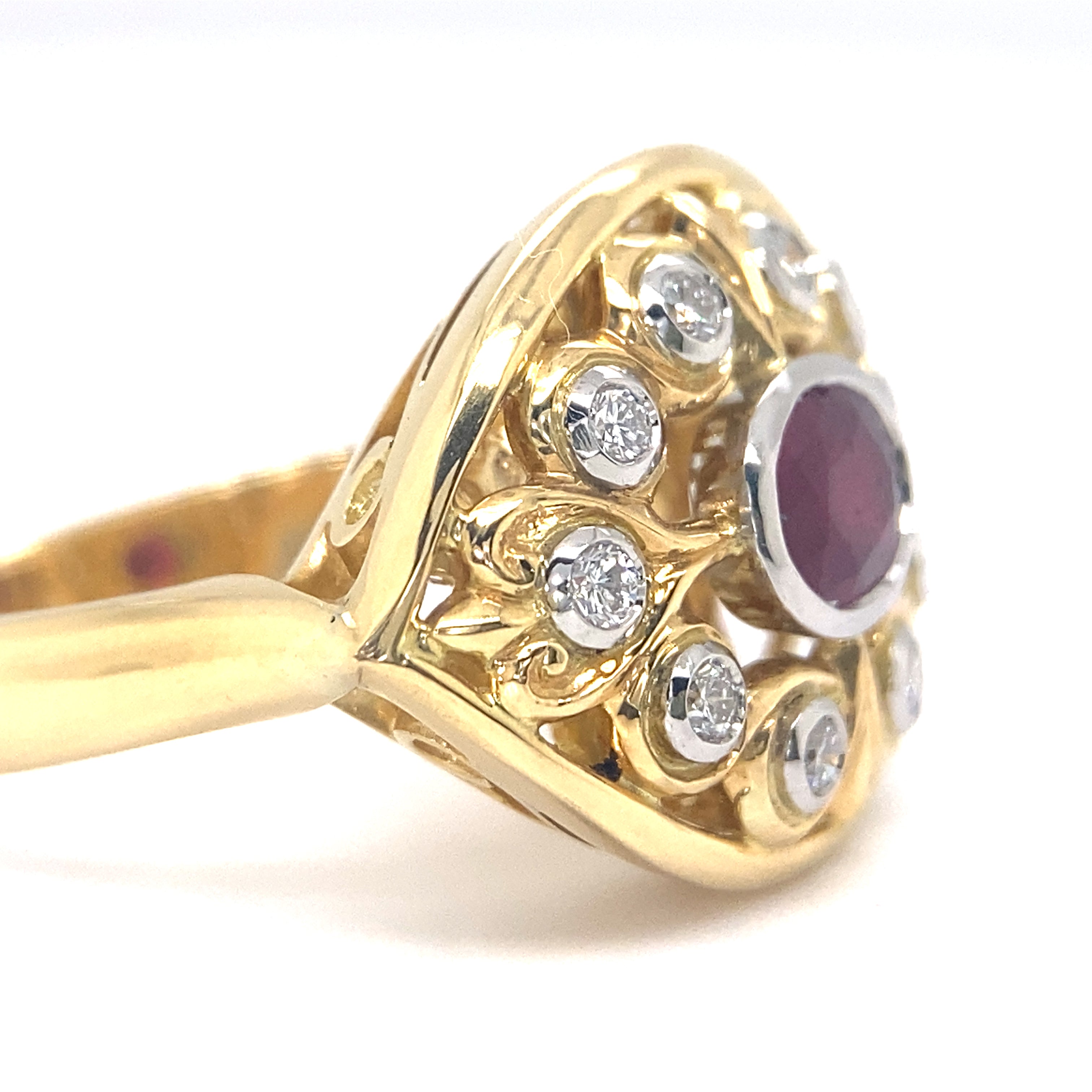 18ct yellow gold custom made Burmese ruby ring.