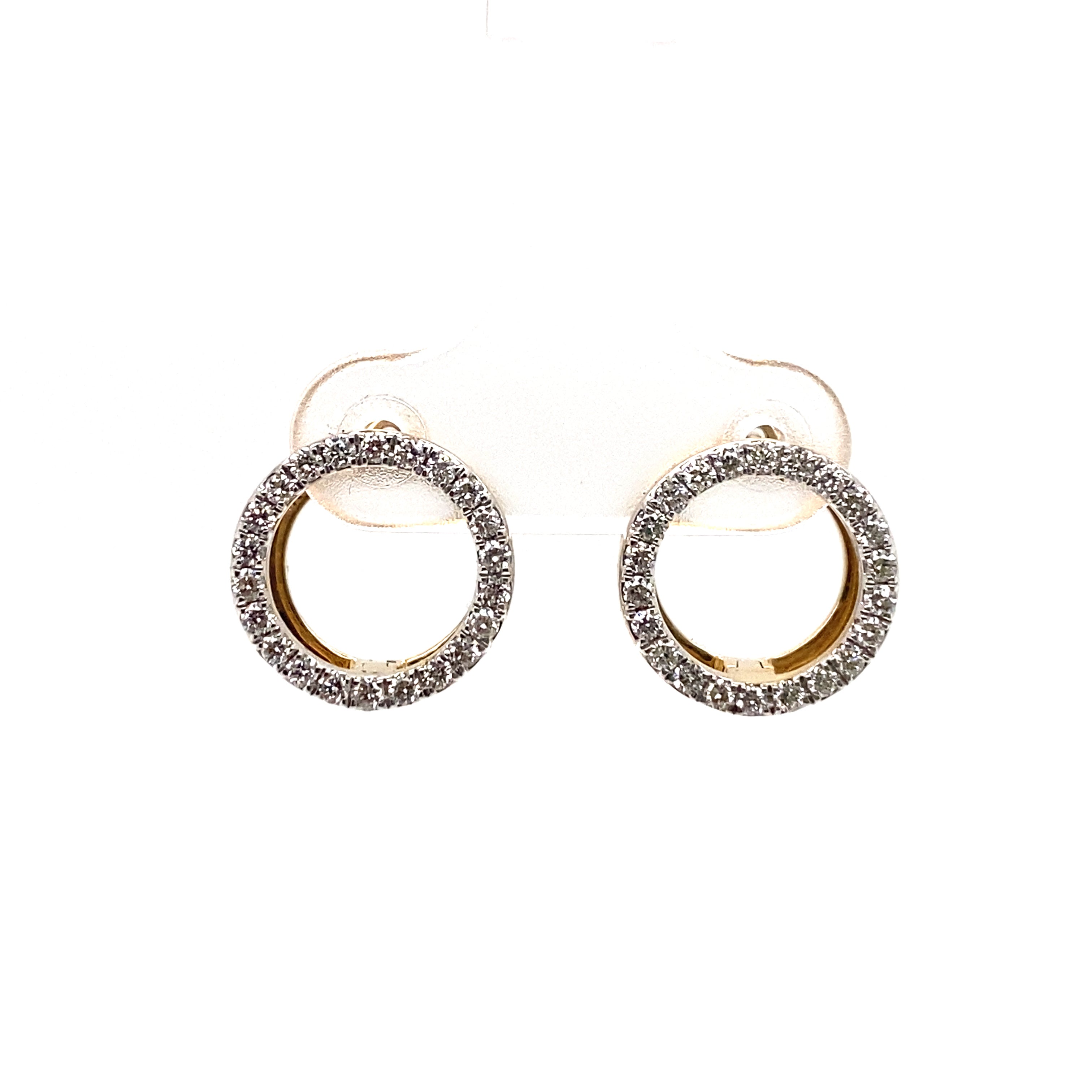 9ct yellow gold diamond circle earrings.