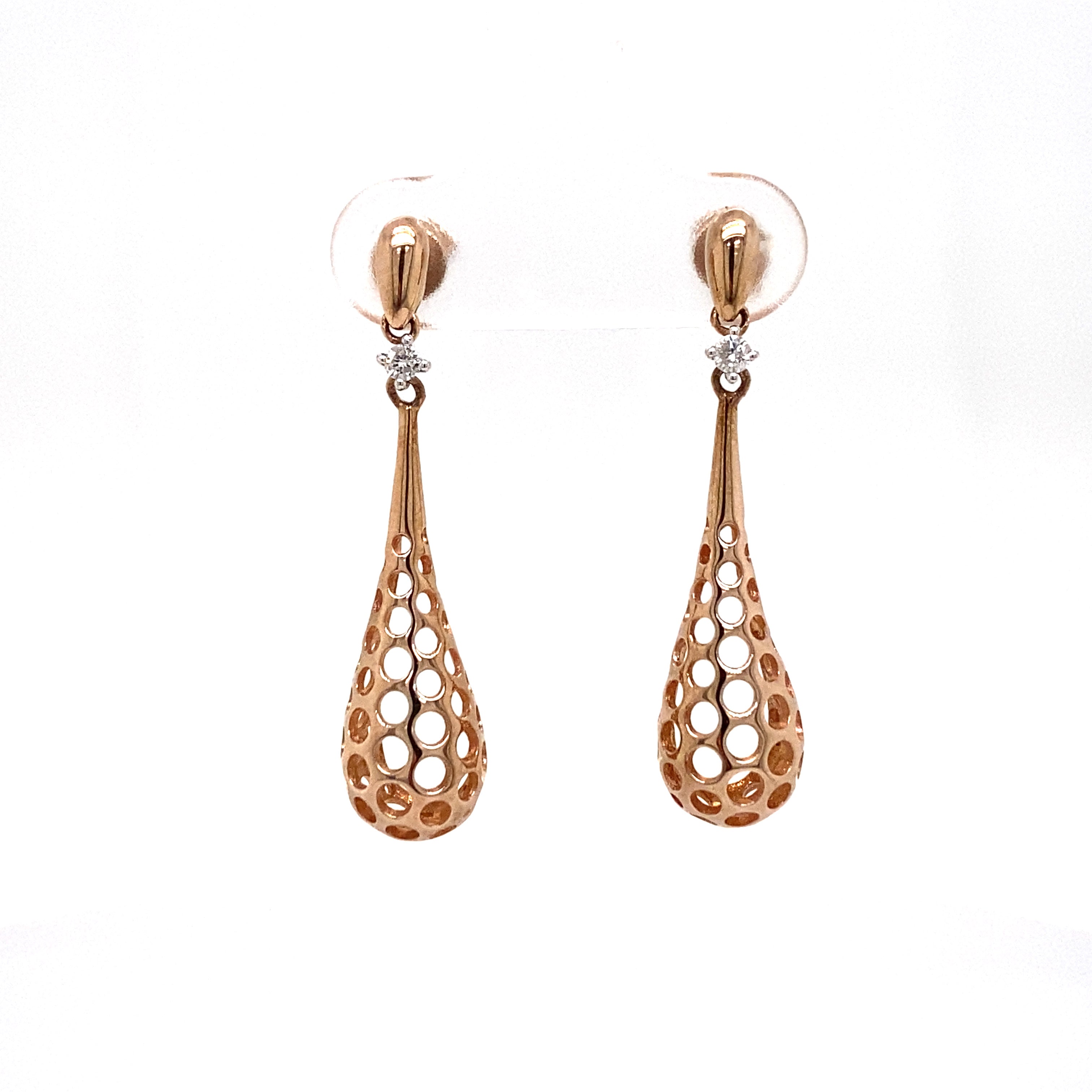 9ct rose gold diamond pattern earrings.