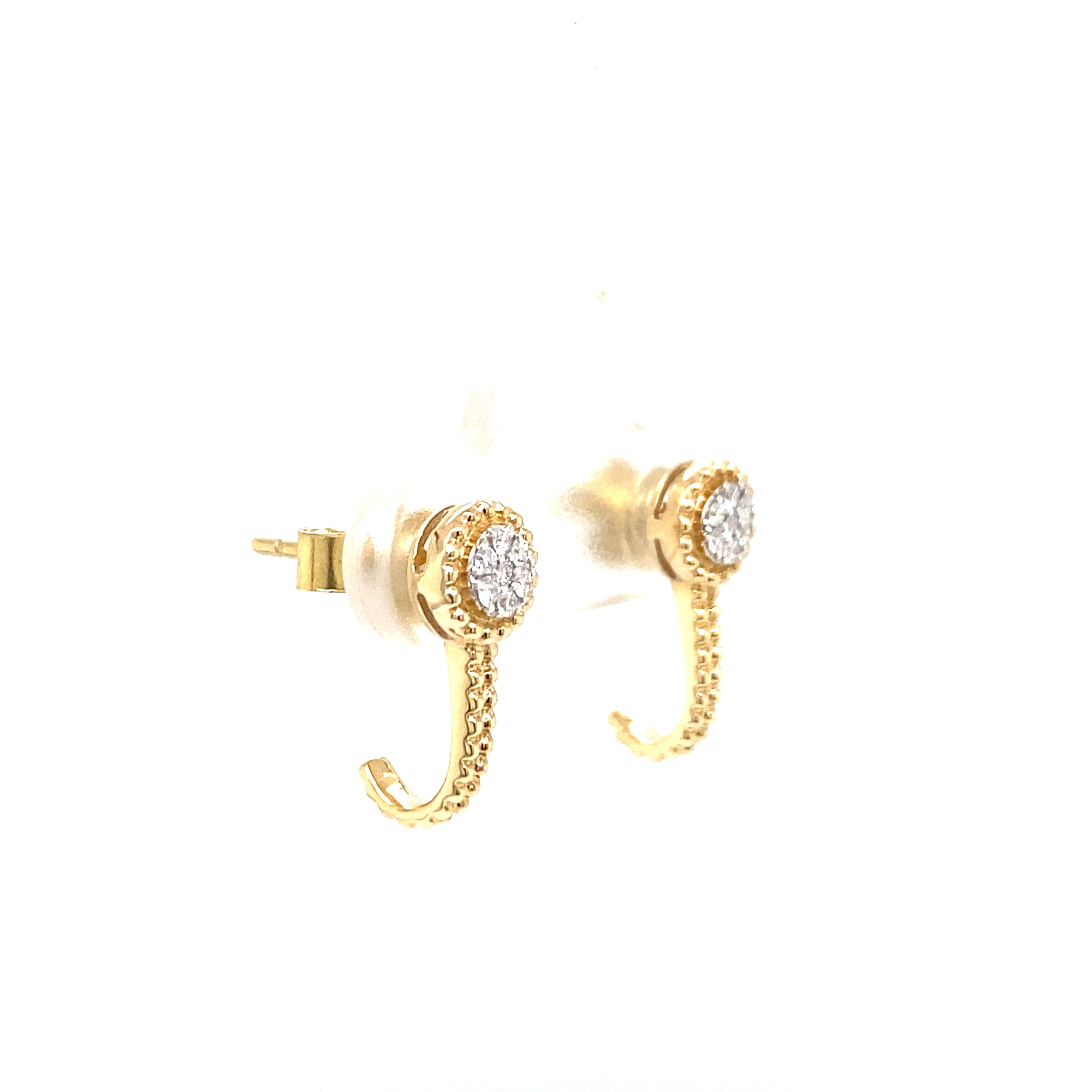 9ct yellow gold diamond bar earrings.