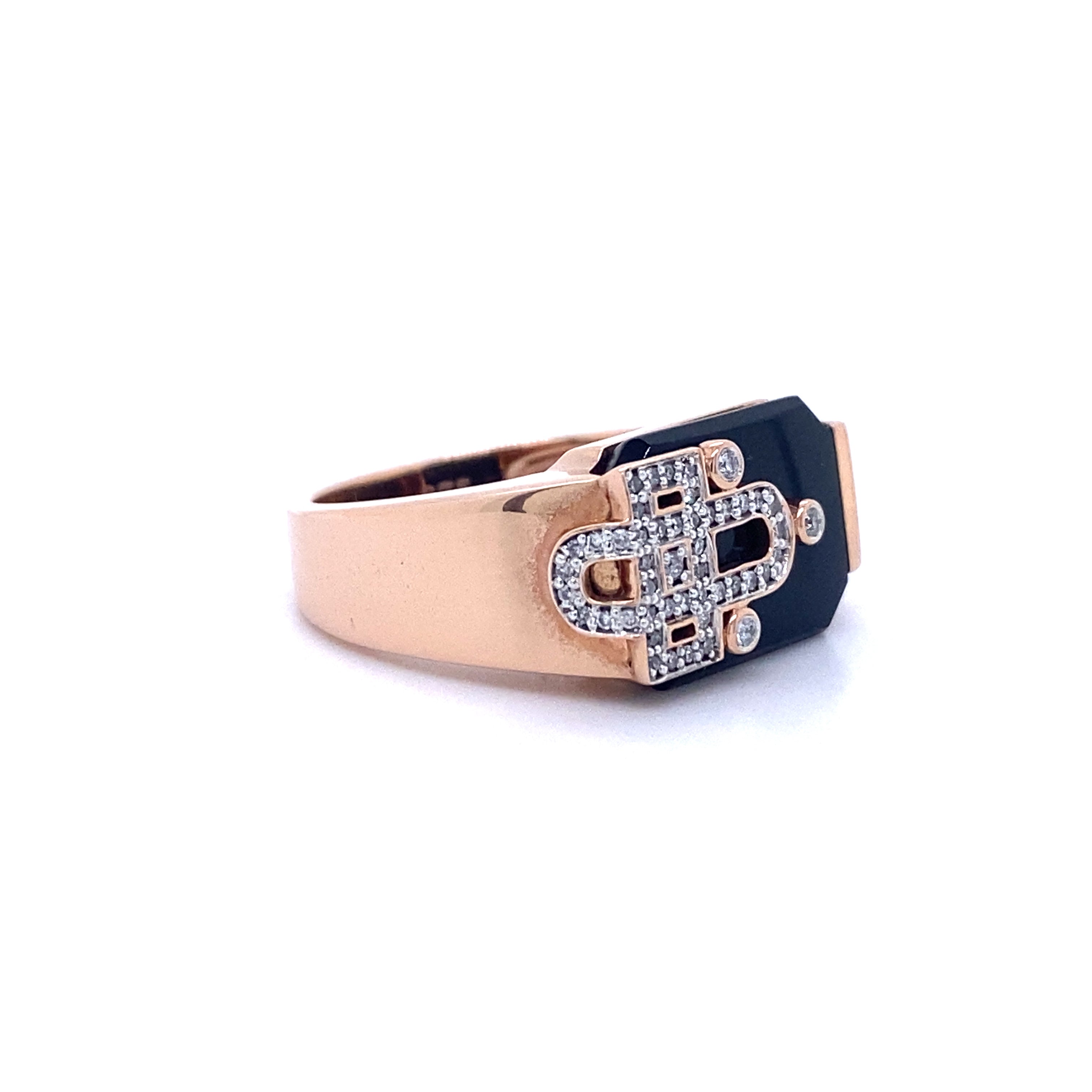 9ct rose gold and diamond ring.