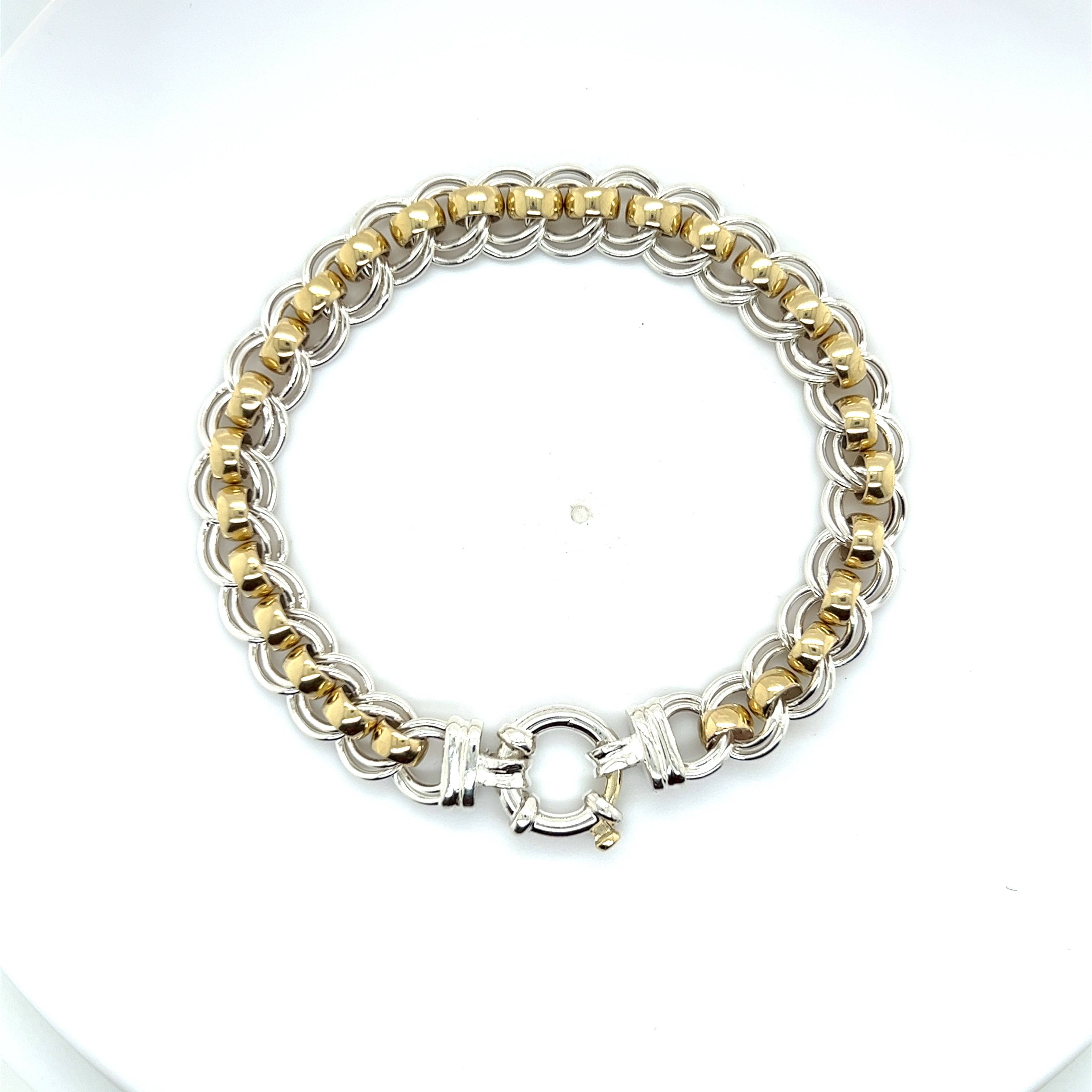 sterling silver 9ct yellow gold bracelet
