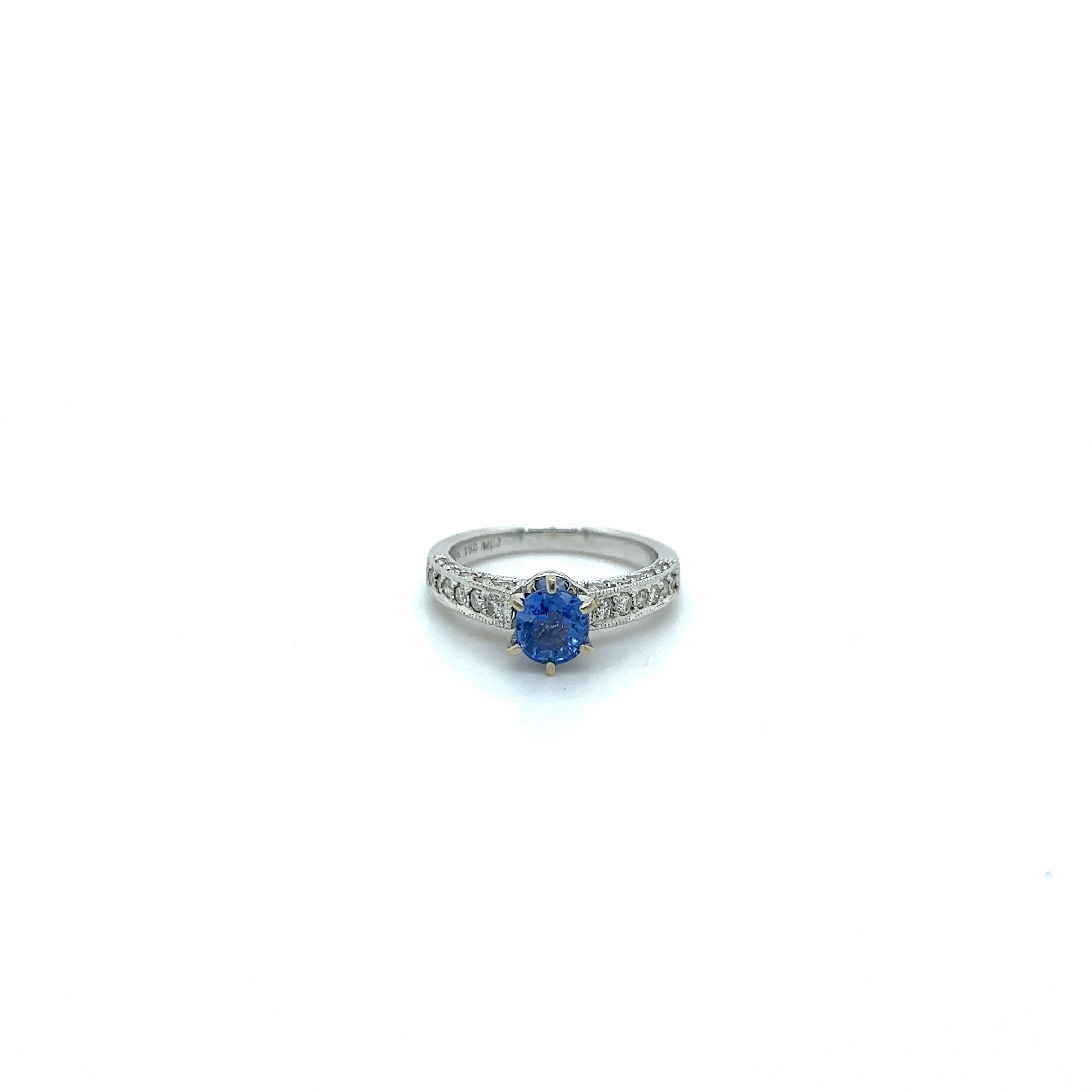 18ct white gold sapphire and diamond ring.