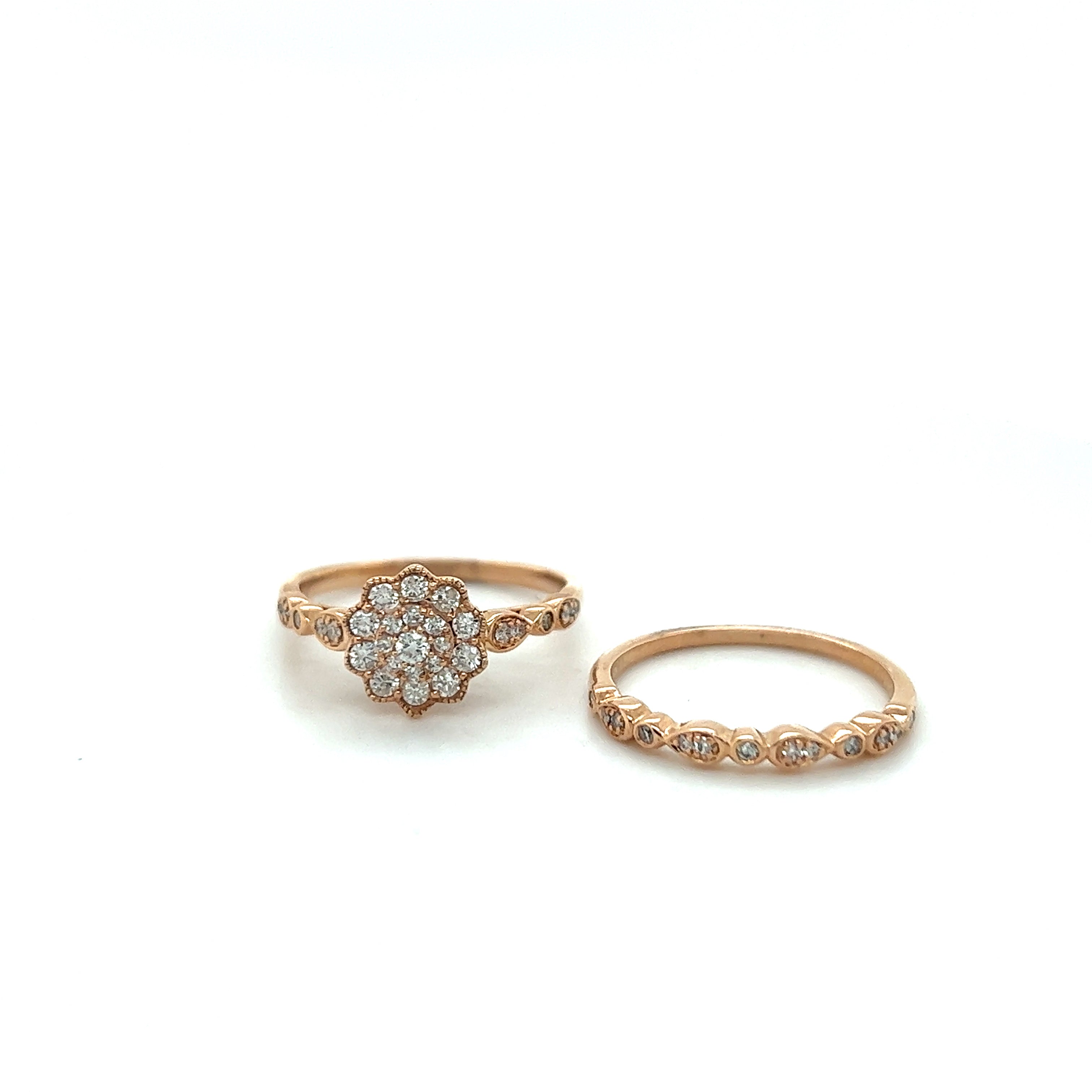 10ct Rose Gold Diamond Rings.