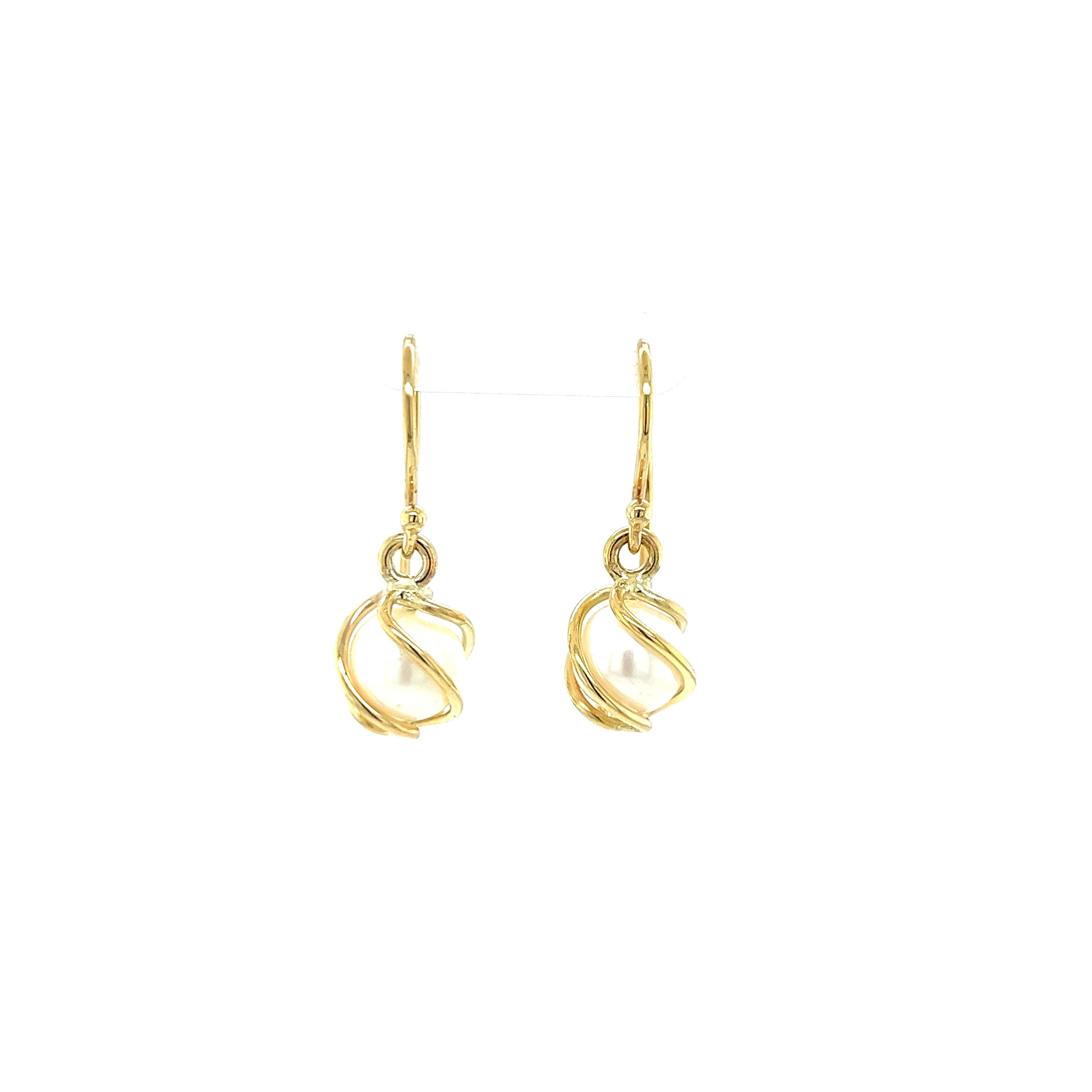 9ct yellow gold pearl earrings