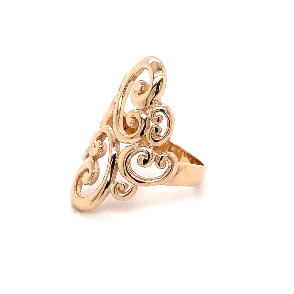 9ct Rose Gold Elongated Filigree Ring