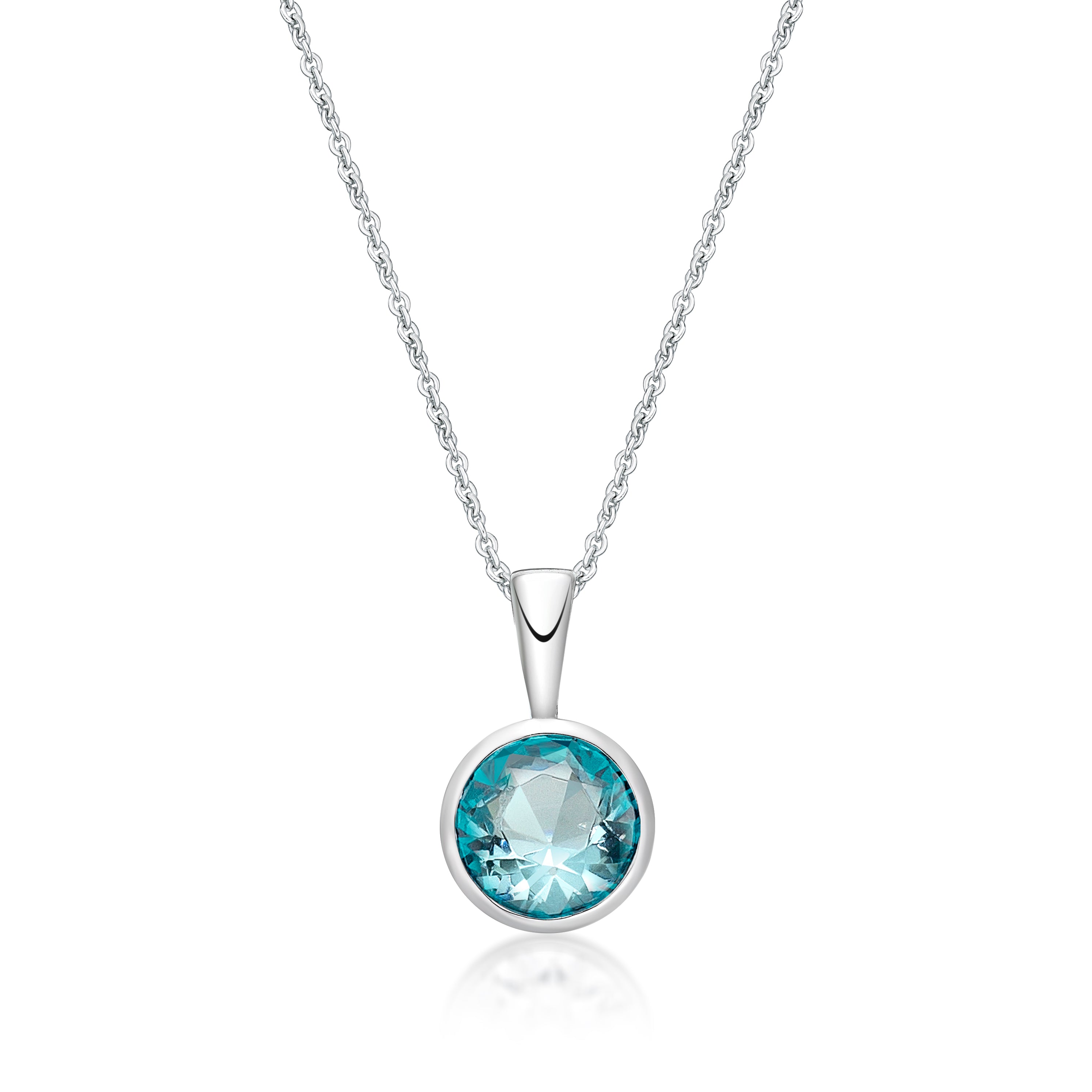 Sterling Silver March Birthstone Pendant with Sterling Silver Chain