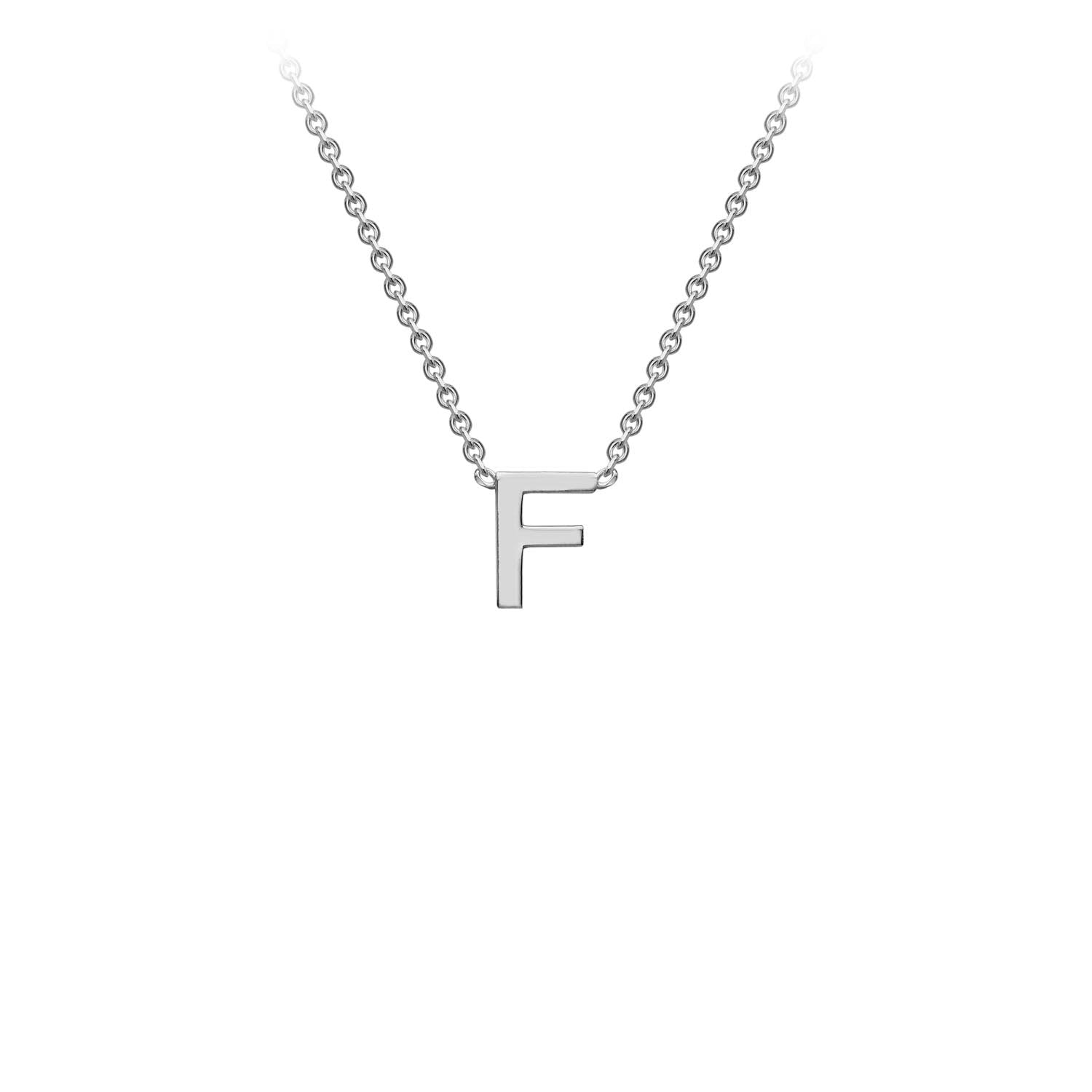 9ct White Gold 'F' Initial Adjustable Letter Necklace 38/43cm