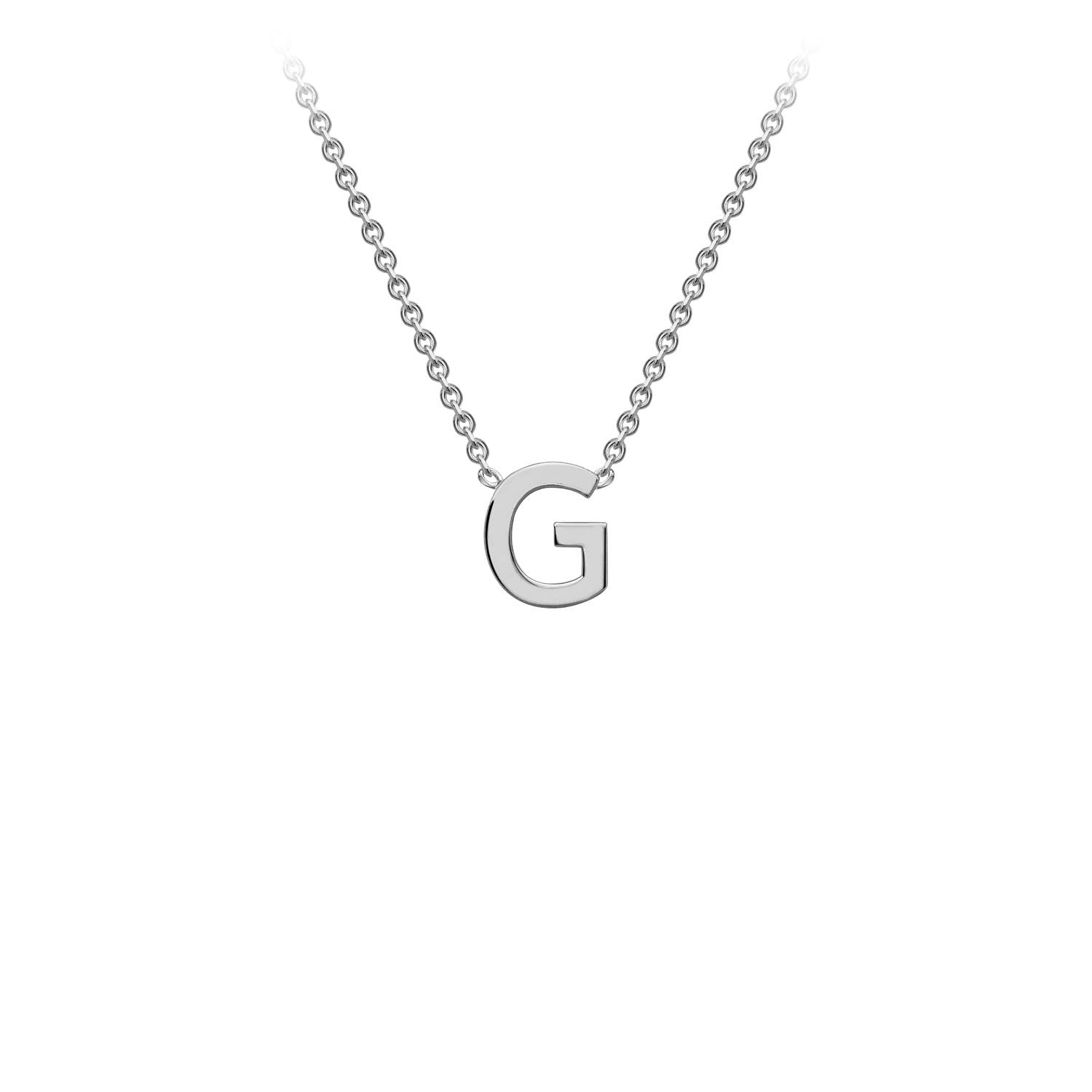 9ct White Gold 'G' Initial Adjustable Letter Necklace 38/43cm