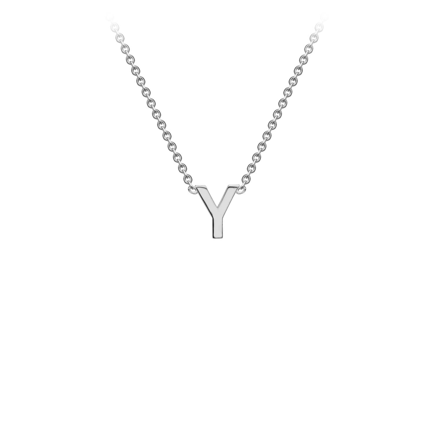 9ct White Gold 'Y' Initial Adjustable Letter Necklace 38/43cm