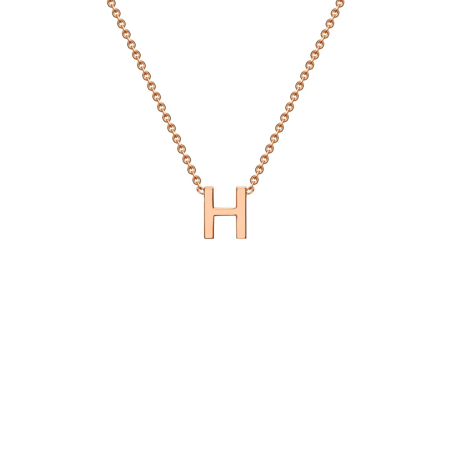 9ct Rose Gold 'H' Initial Adjustable Letter Necklace 38/43cm