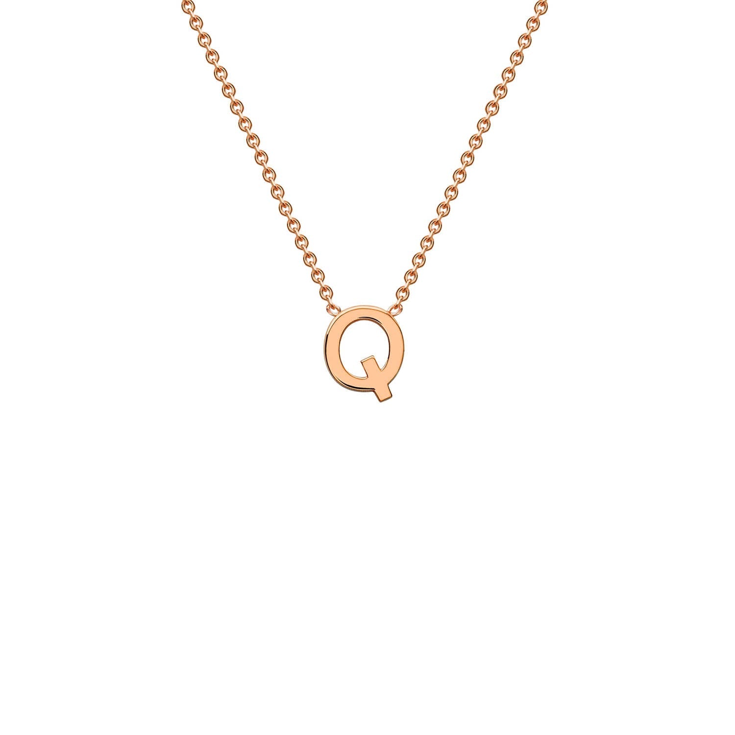 9ct Rose Gold 'Q' Initial Adjustable Letter Necklace 38/43cm