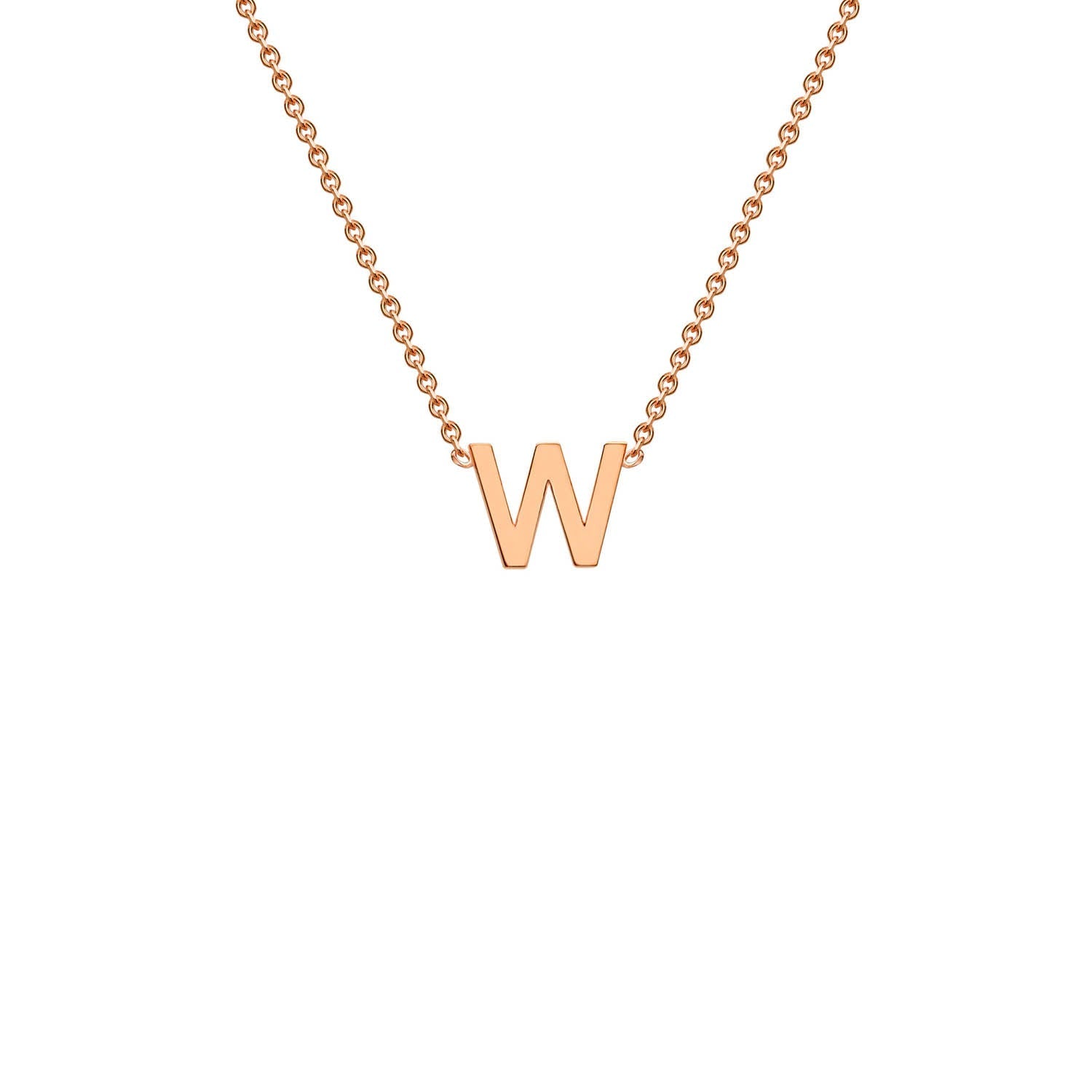 9ct Rose Gold 'W' Initial Adjustable Letter Necklace 38/43cm