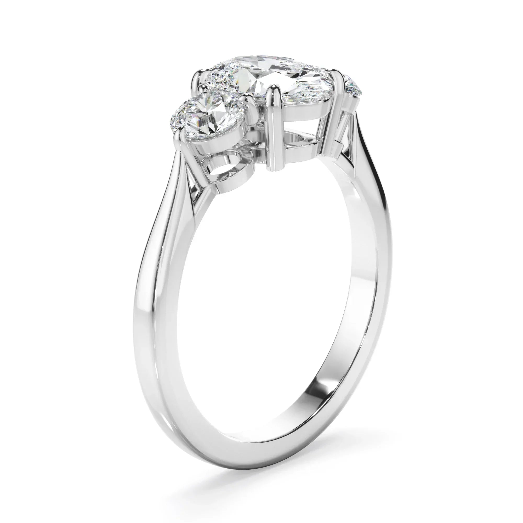 Oval Cut Diamond Trilogy Engagement Ring