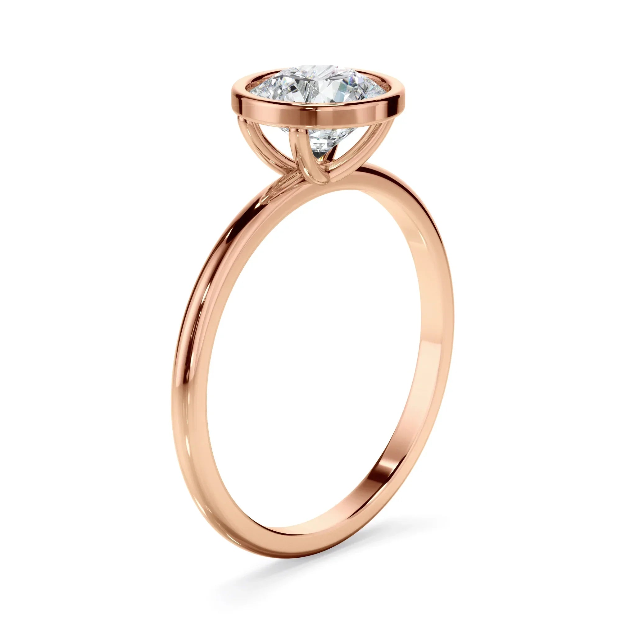Round Brilliant Cut Diamond Solitaire Bezel Set Engagement Ring
