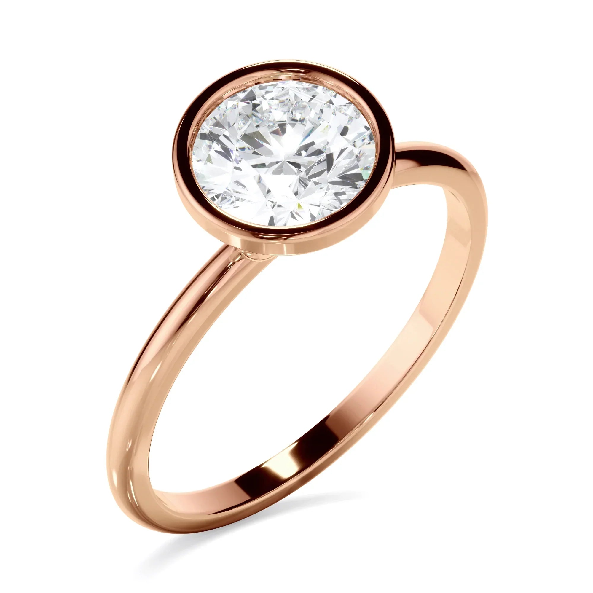 Round Brilliant Cut Diamond Solitaire Bezel Set Engagement Ring