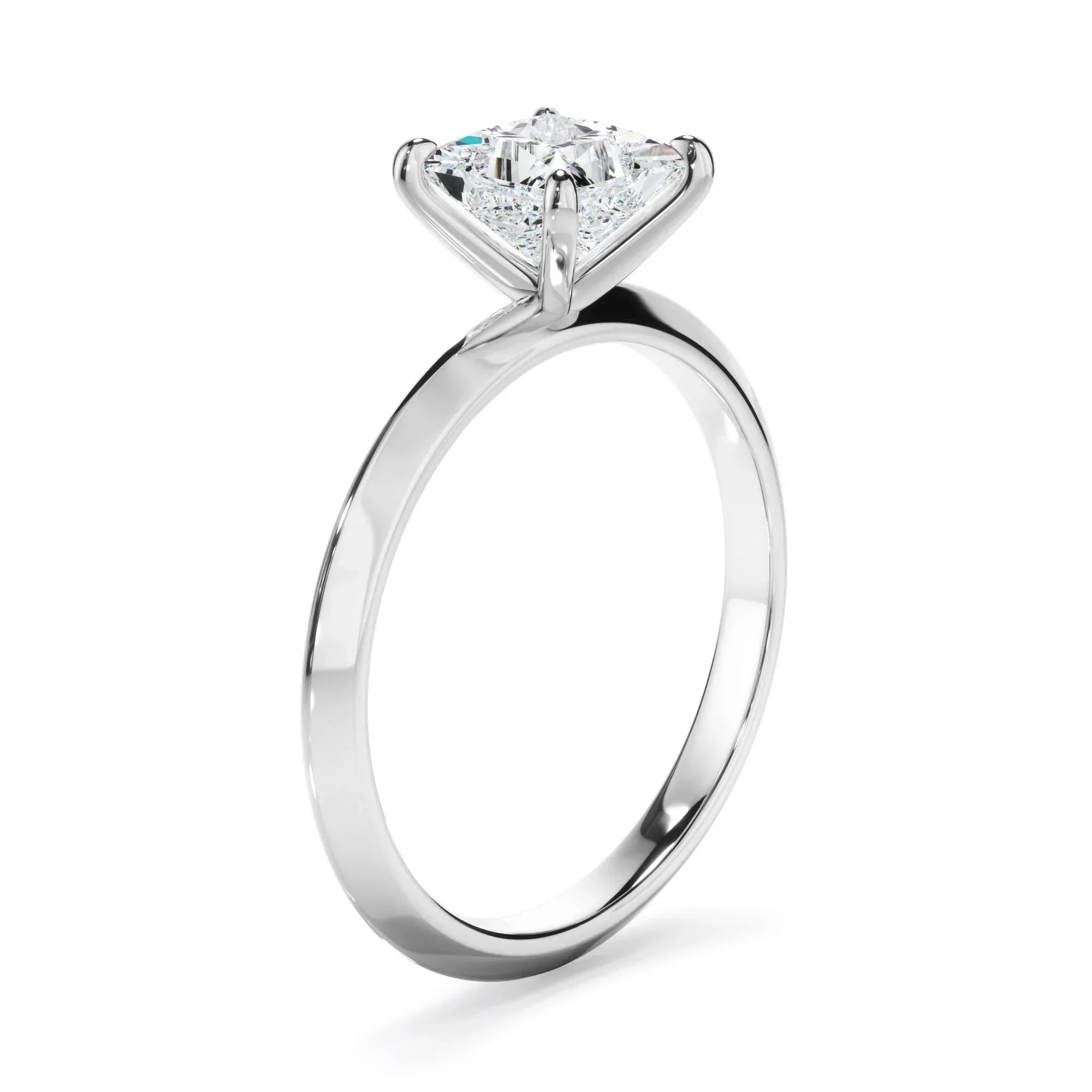 Princess Cut Diamond Solitaire Knife Edge Engagement Ring