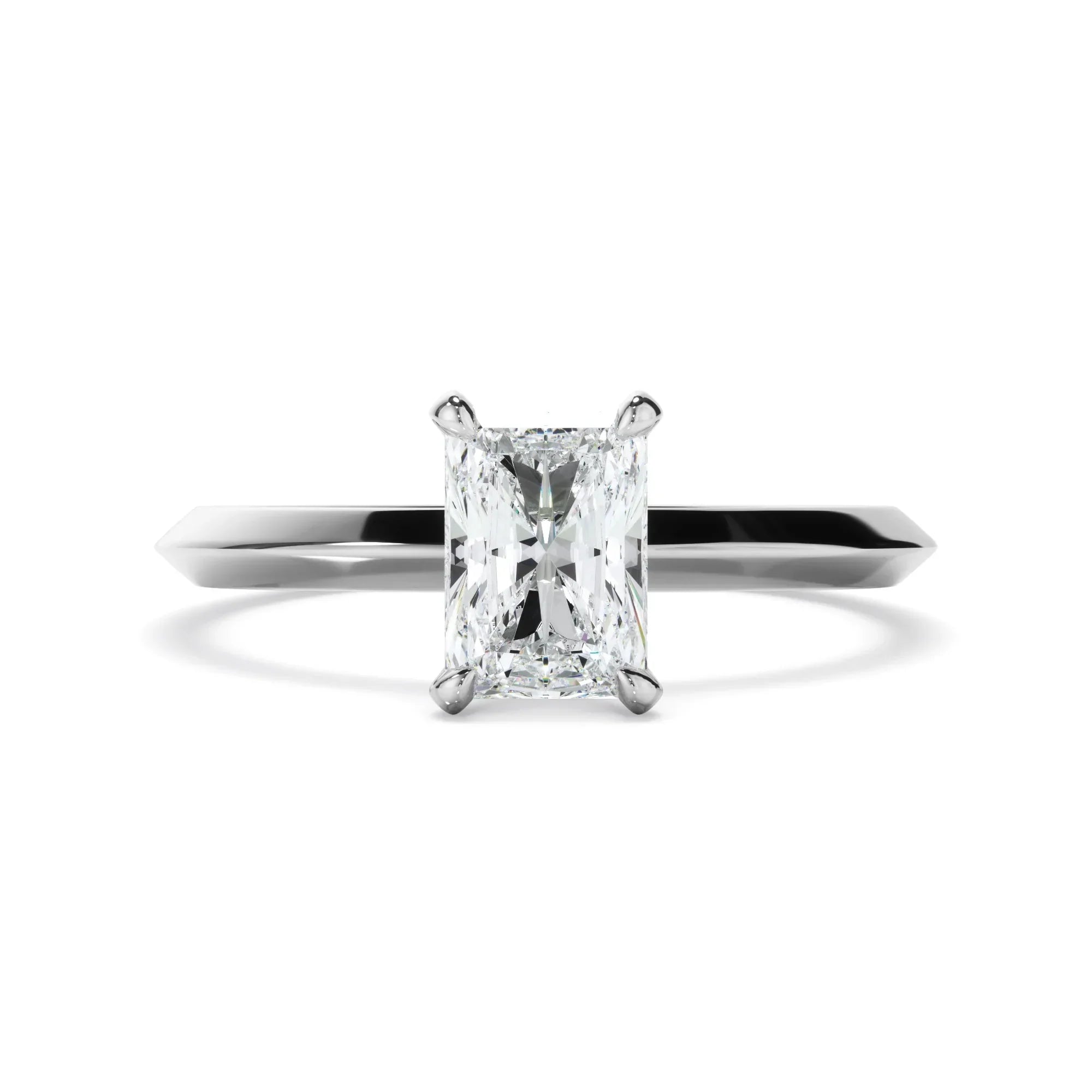 Radiant Cut Diamond Solitaire Knife Edge Engagement Ring