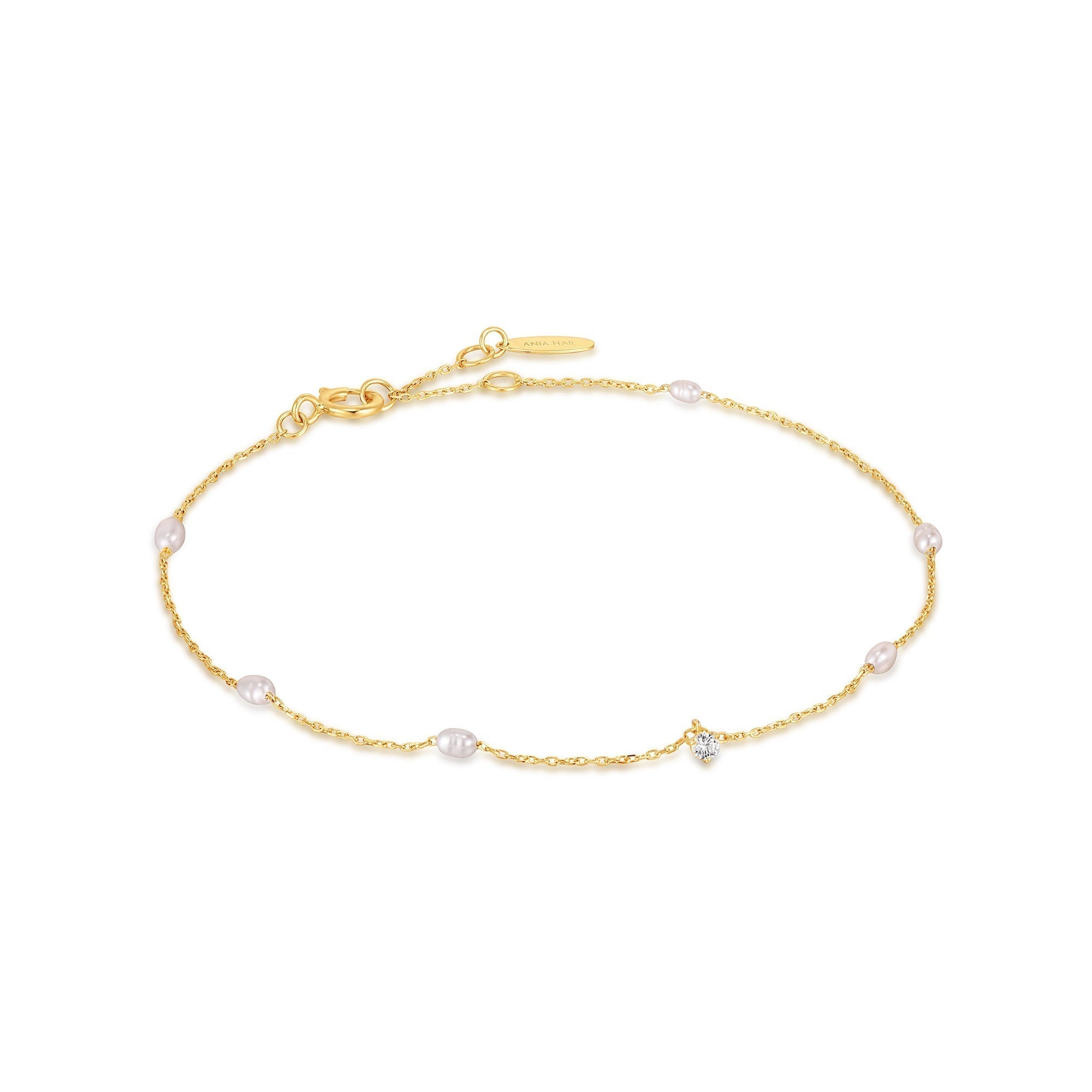 Ania Haie 14kt Gold Pearl and White Sapphire Bracelet