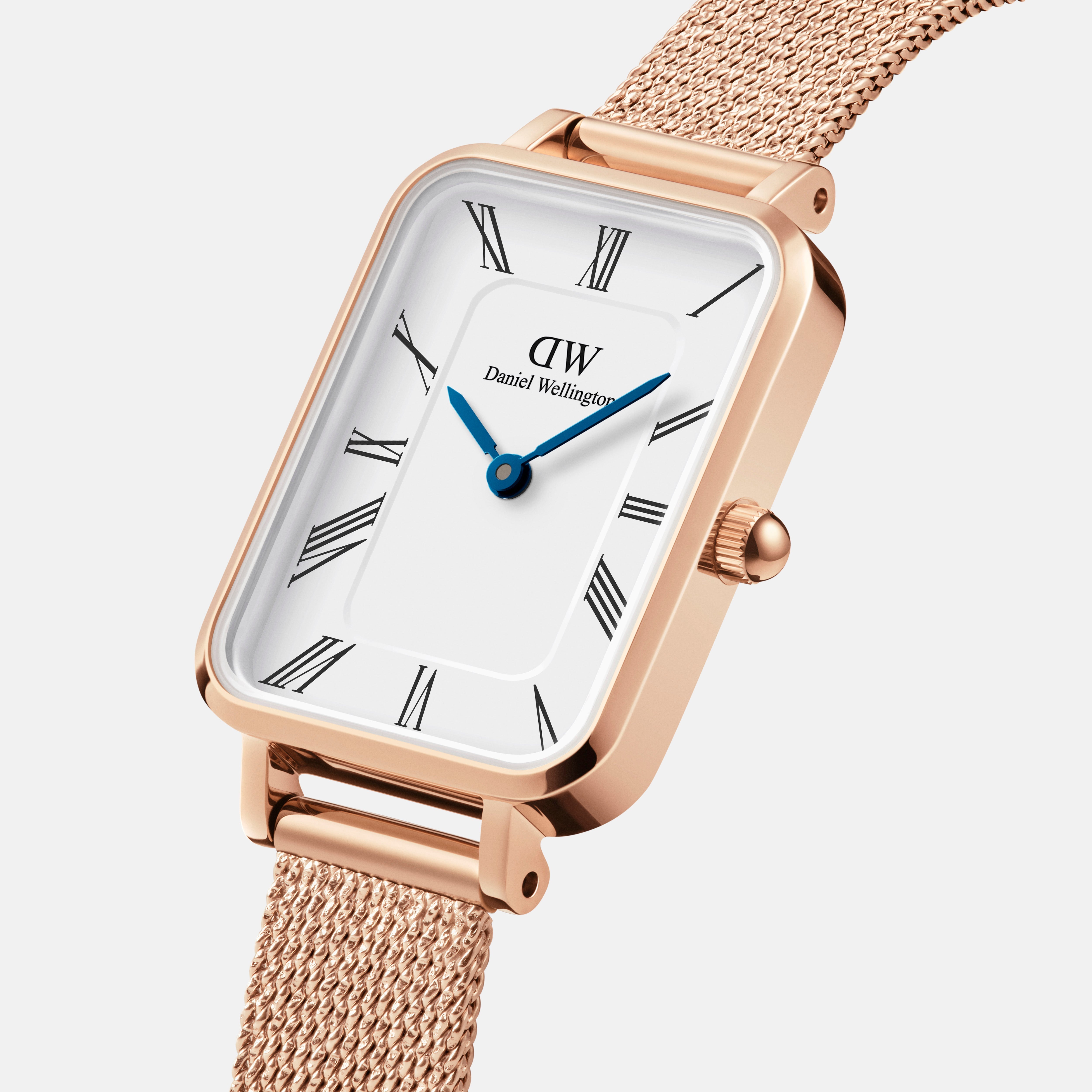 Daniel Wellington Quadro Roman Numerals 20x26 Melrose Rose Gold White Watch