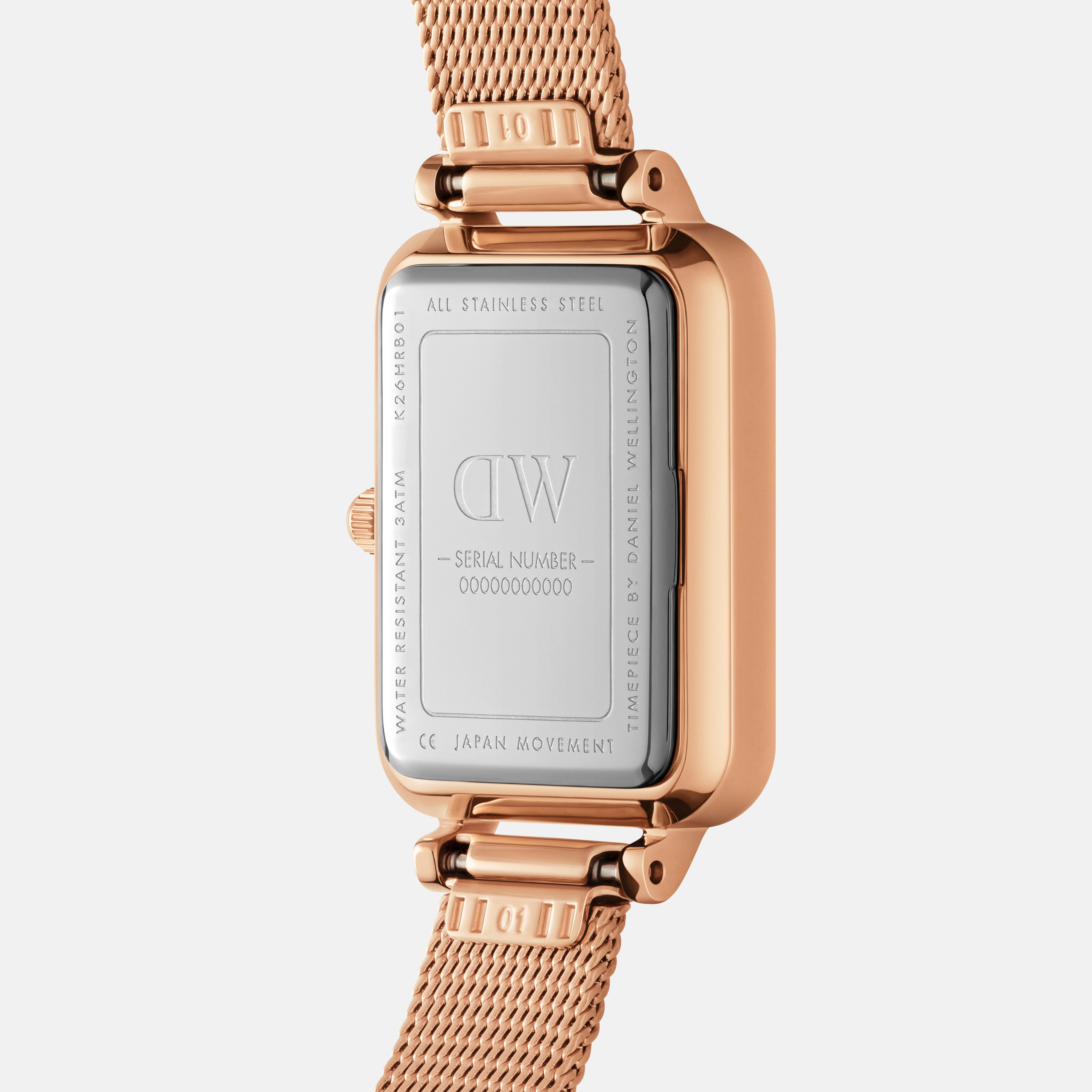 Daniel Wellington Quadro Roman Numerals 20x26 Melrose Rose Gold White Watch