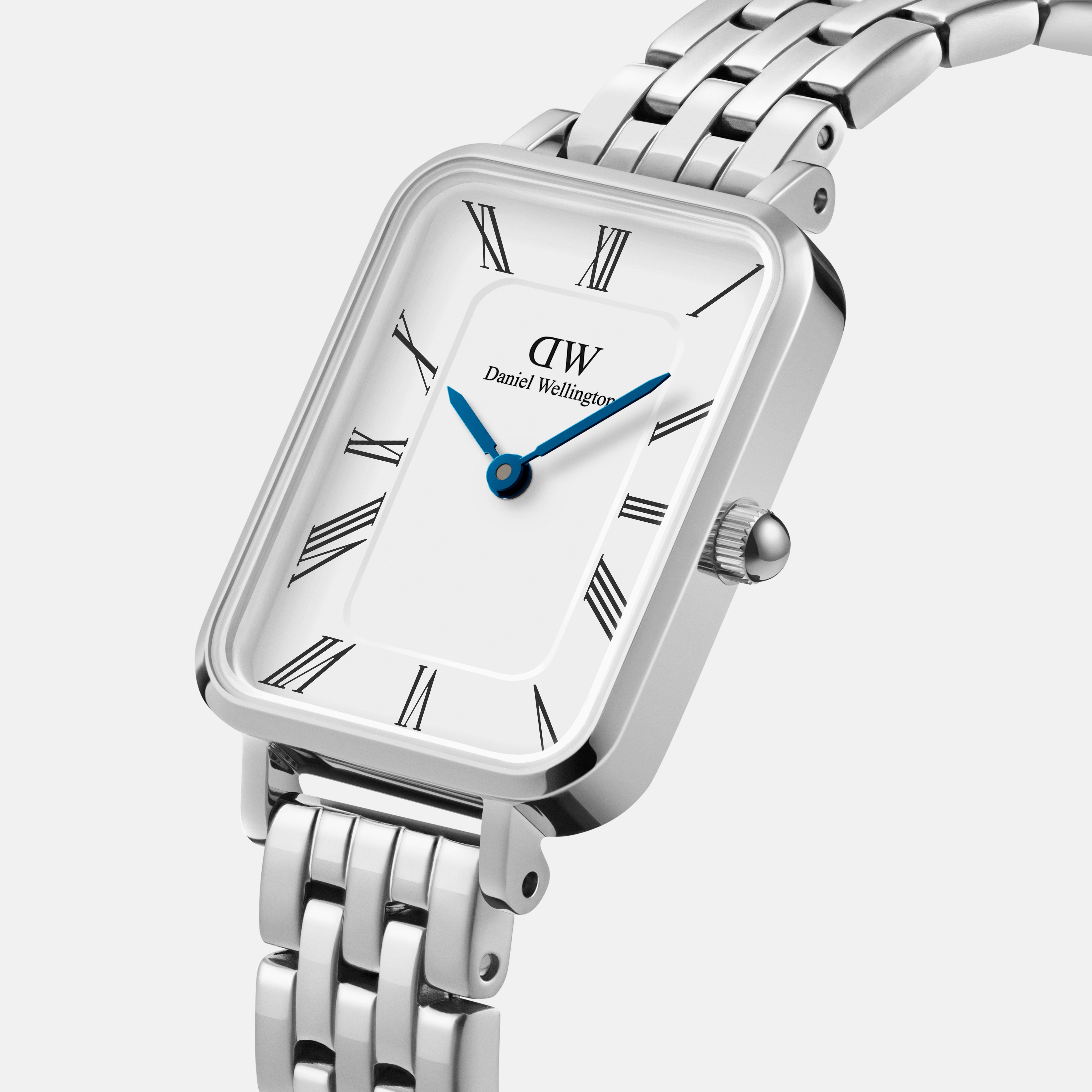 Daniel Wellington Quadro Roman Numerals 20x26 5-Link Silver White Watch