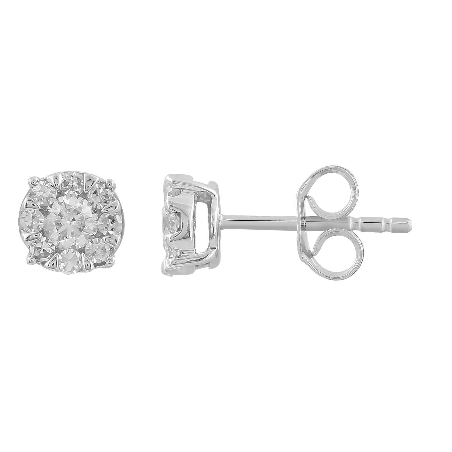 Stud Earrings with 0.25ct Diamonds in 9K White Gold