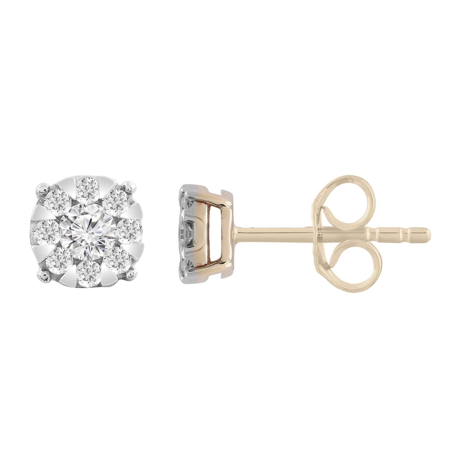 Stud Earrings with 0.33ct Diamonds in 9K Yellow Gold