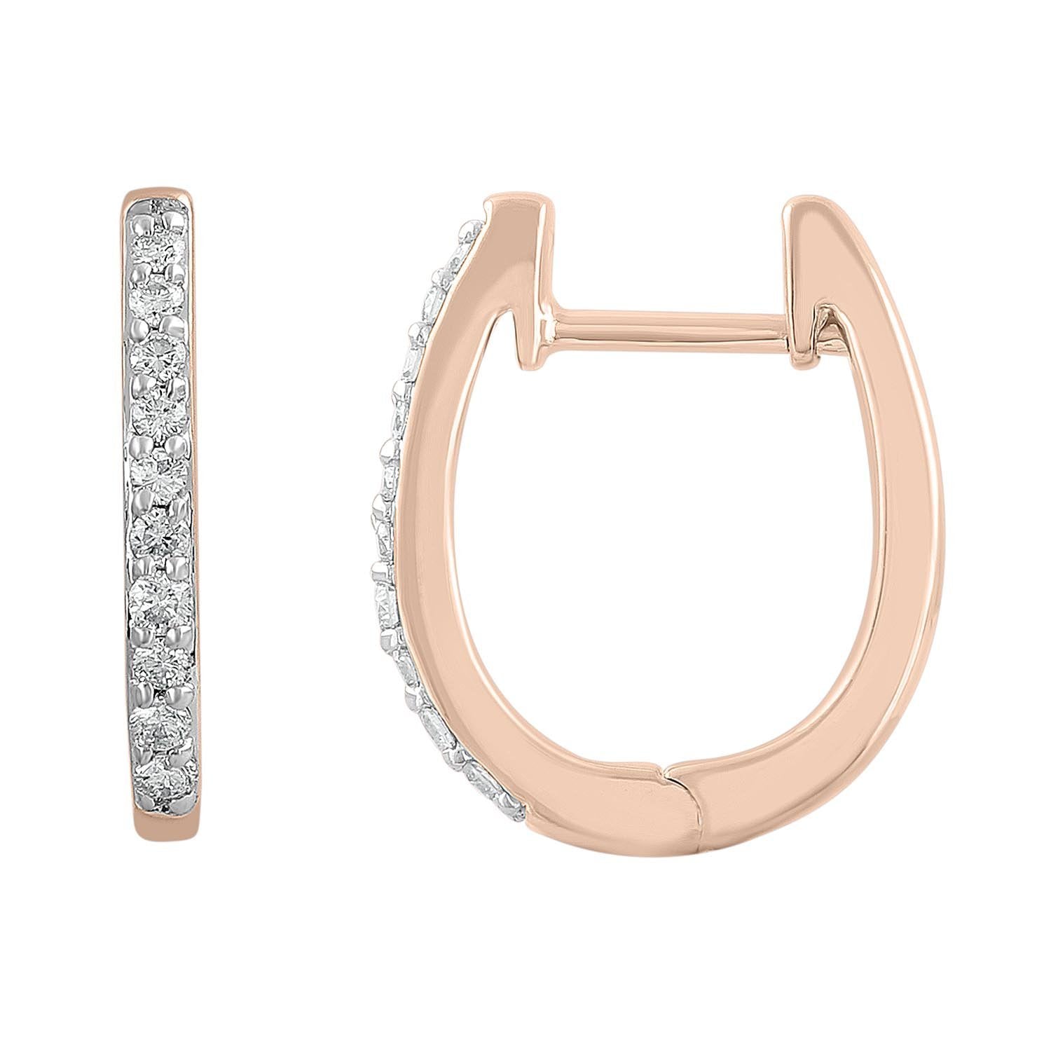 Huggie Earrings with 0.15ct Diamonds in 9K Rose Gold