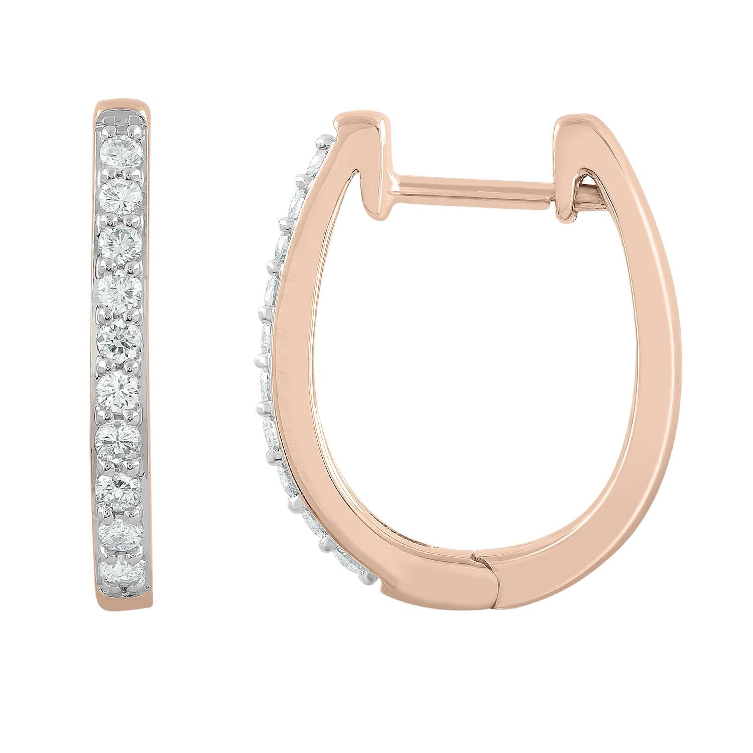 Huggie Earrings with 0.25ct Diamonds in 9K Rose Gold