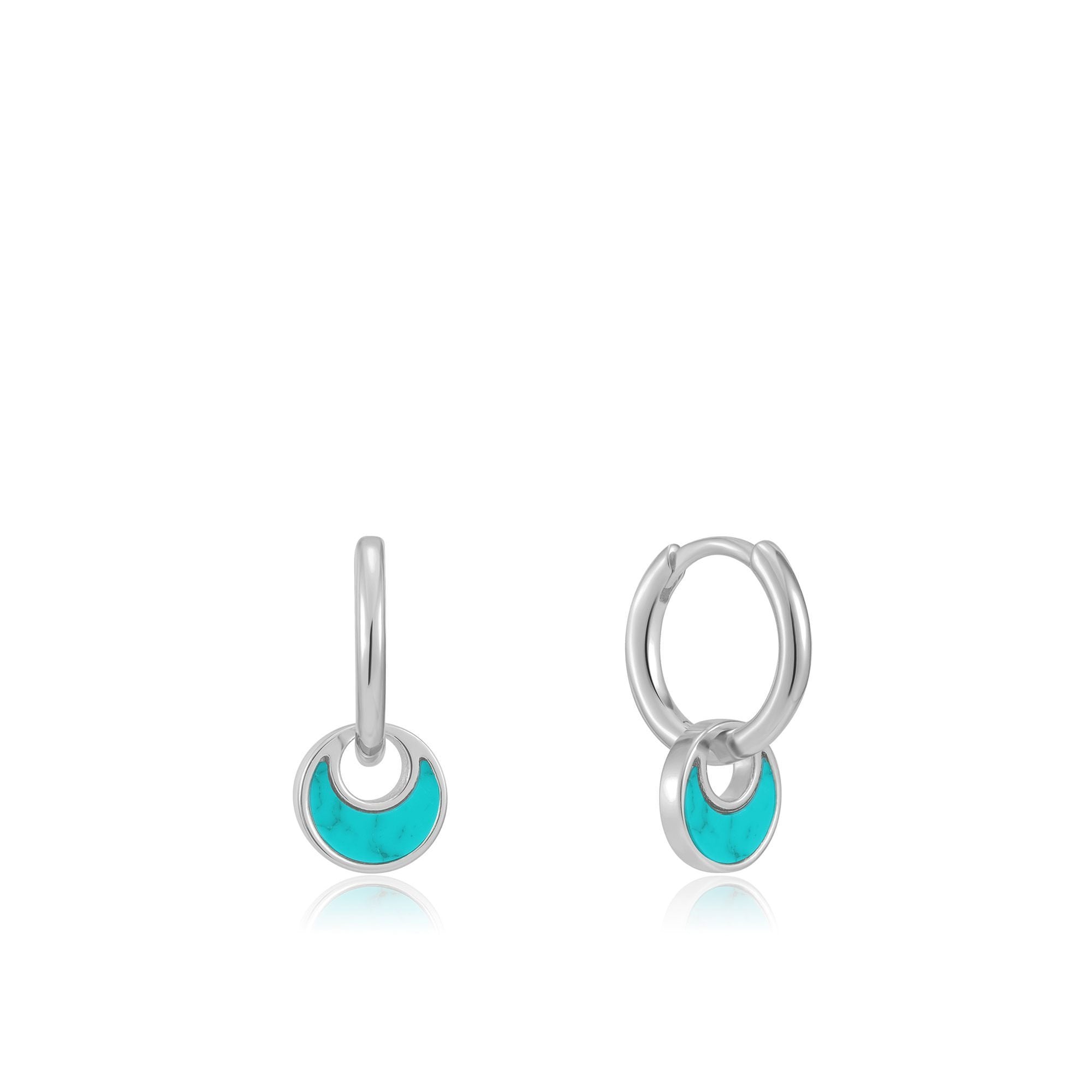 Ania Haie Silver Tidal Turquoise Crescent Huggie Hoops