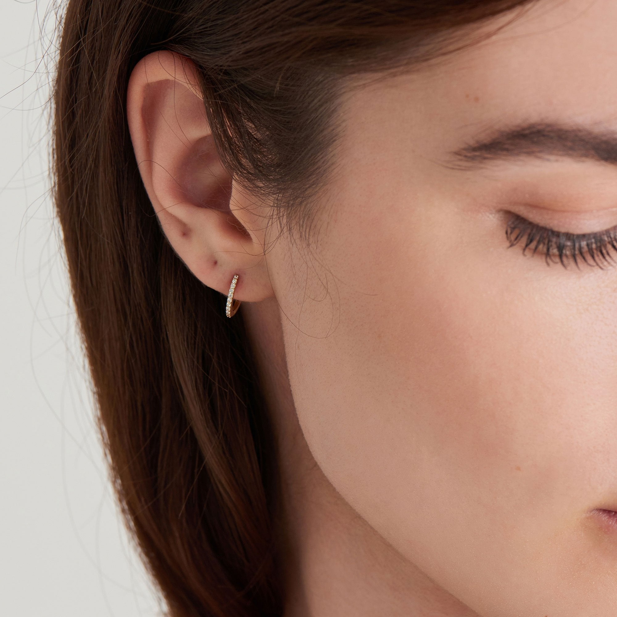 Ania Haie 14kt Gold Natural Diamond Huggie Hoop Earrings