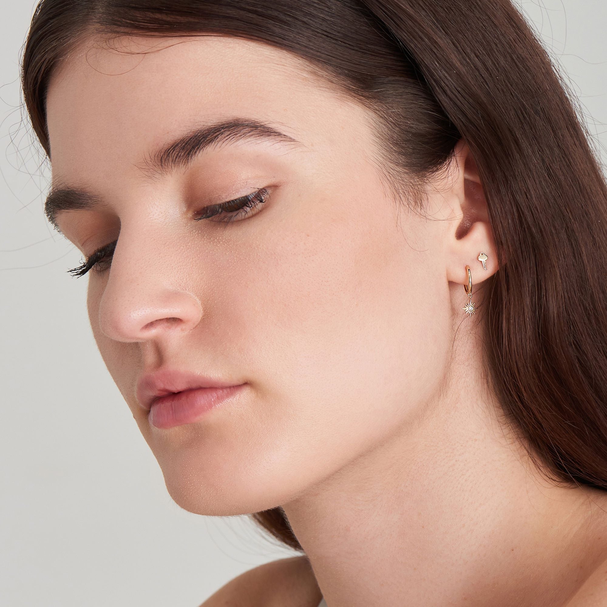 Ania Haie 14kt Gold Natural Diamond Sunburst Huggie Hoop Earrings