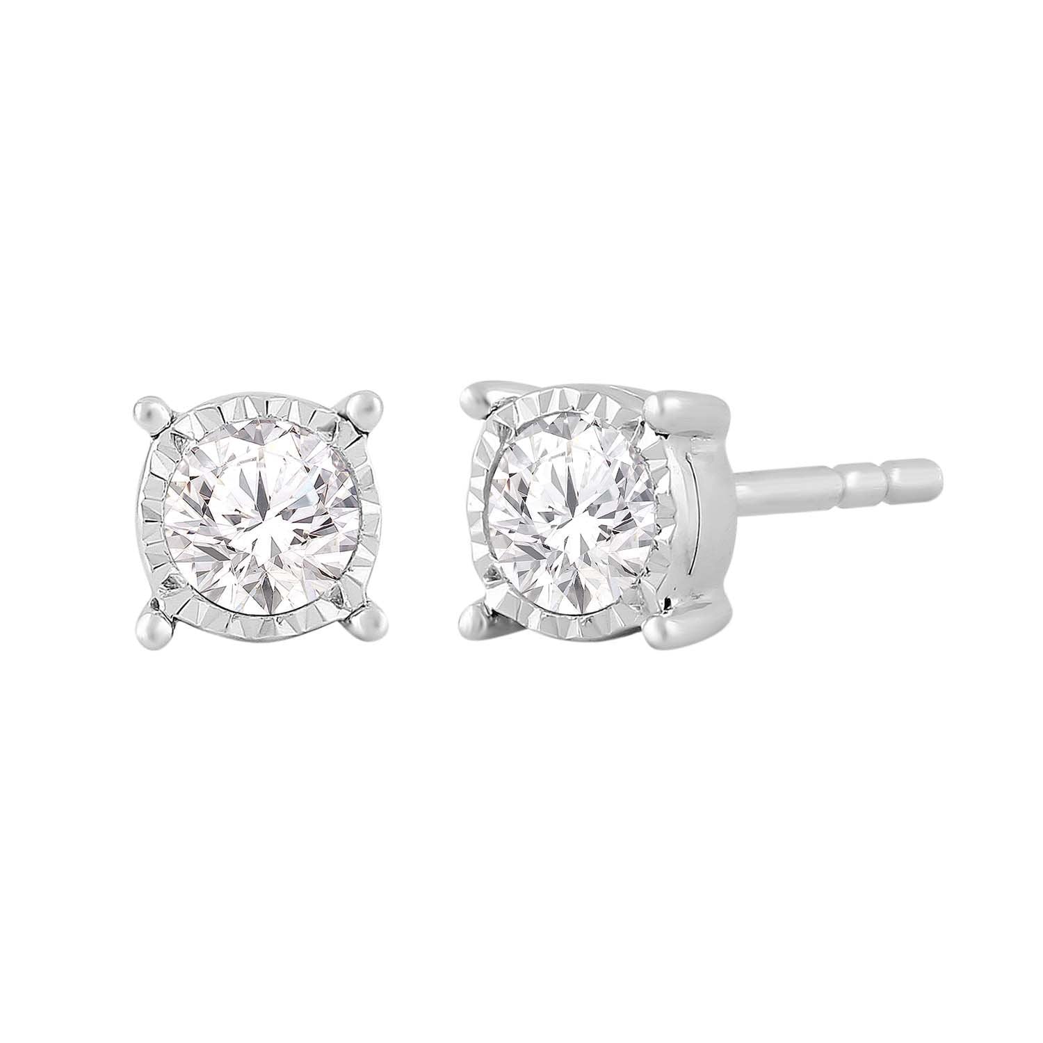 Stud Earrings with 0.33ct Diamond 9K White Gold