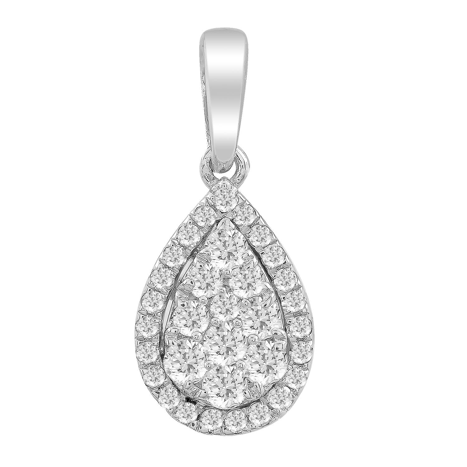 Pear Pendant with 0.25ct Diamonds in 9K White Gold
