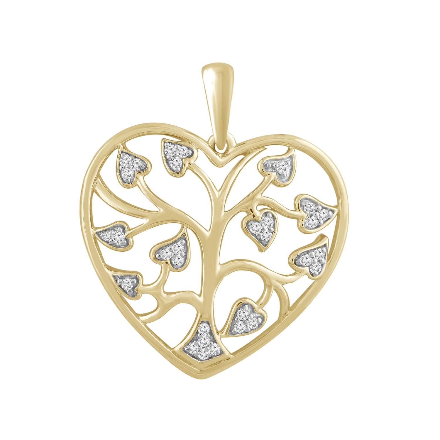 Tree Of Life Pendant with 0.1ct Diamond in 9K Yellow Gold